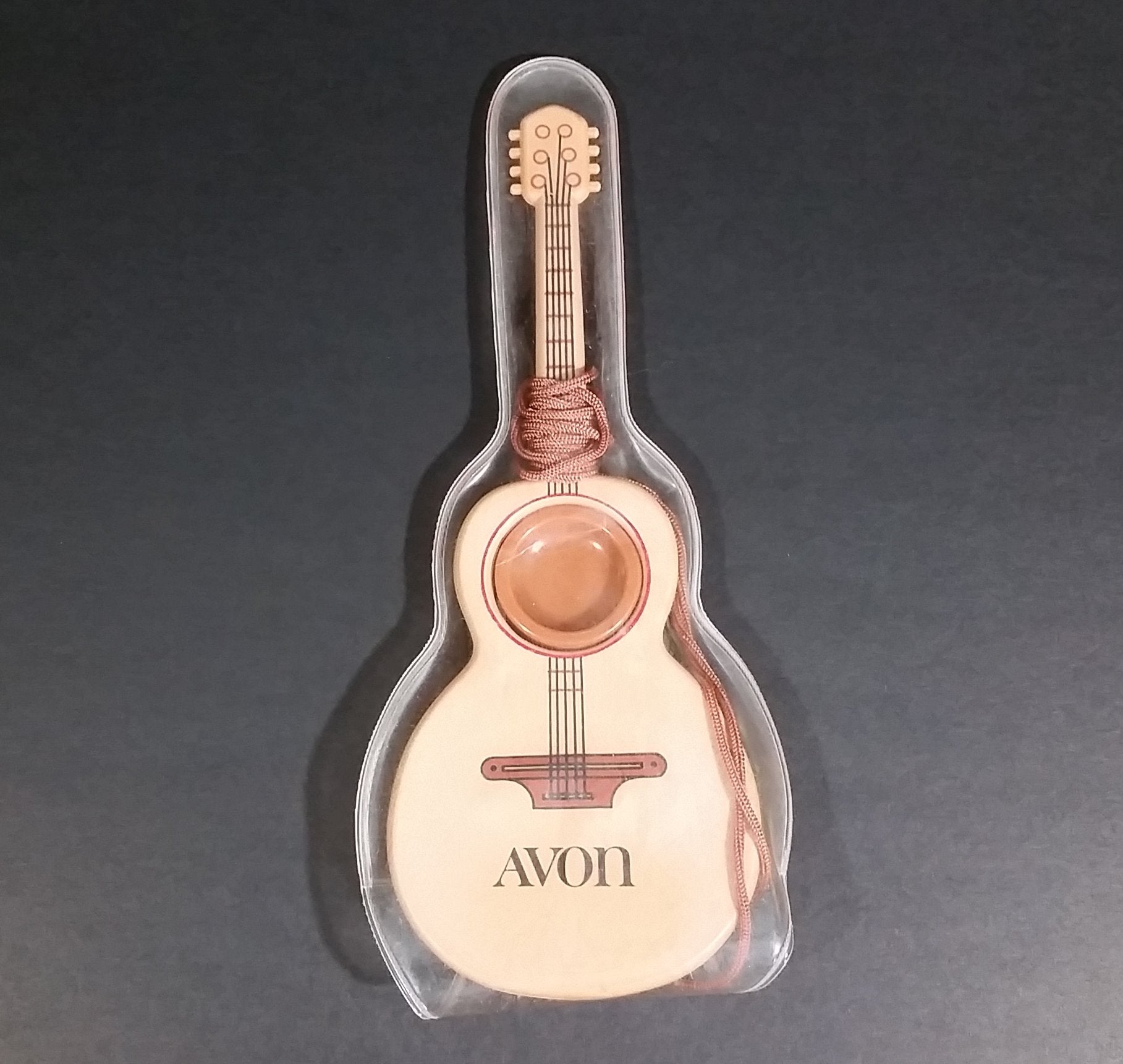 Vintage Avon Acoustic Guitar Shaped Comb & Mirror Comb Brown Tan Plastic