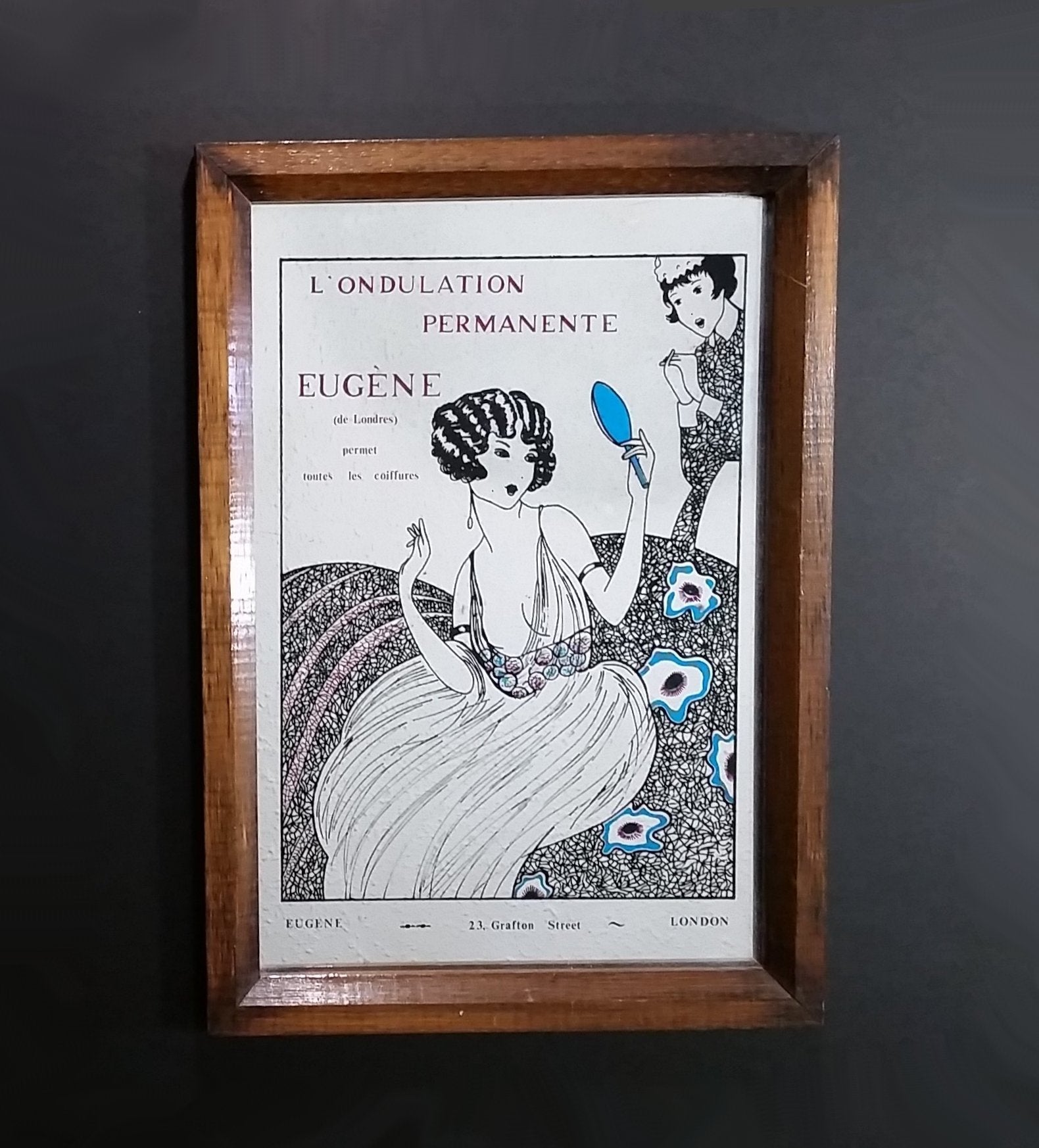 Vintage French Eugene 23, Grafton Street London Perm Hair Styling Advertising Mirror