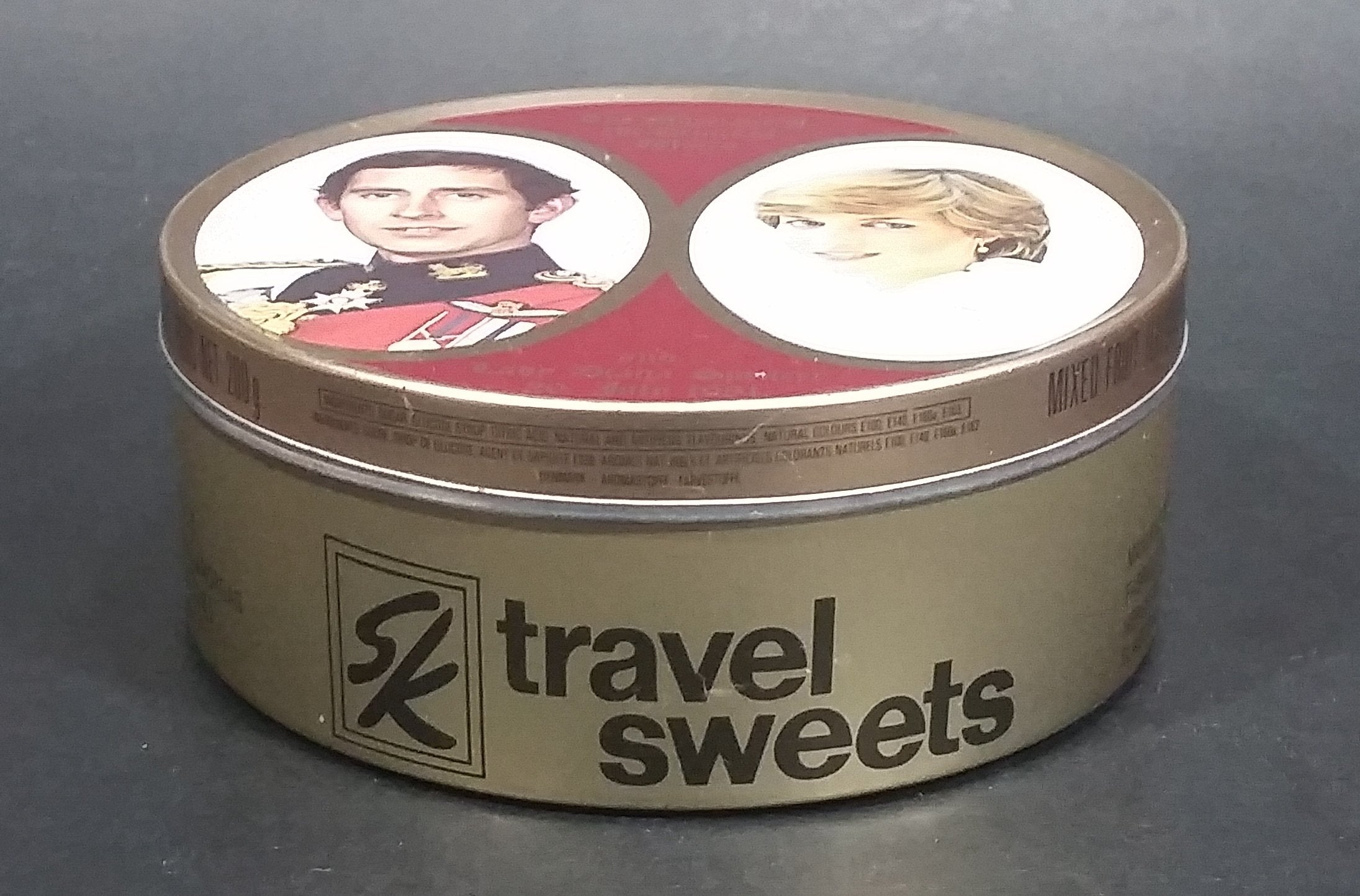 Vintage 1981 SK Travel Sweets The Marriage of the Prince of Wales and Lady Diana Spencer Collectible Tin 13