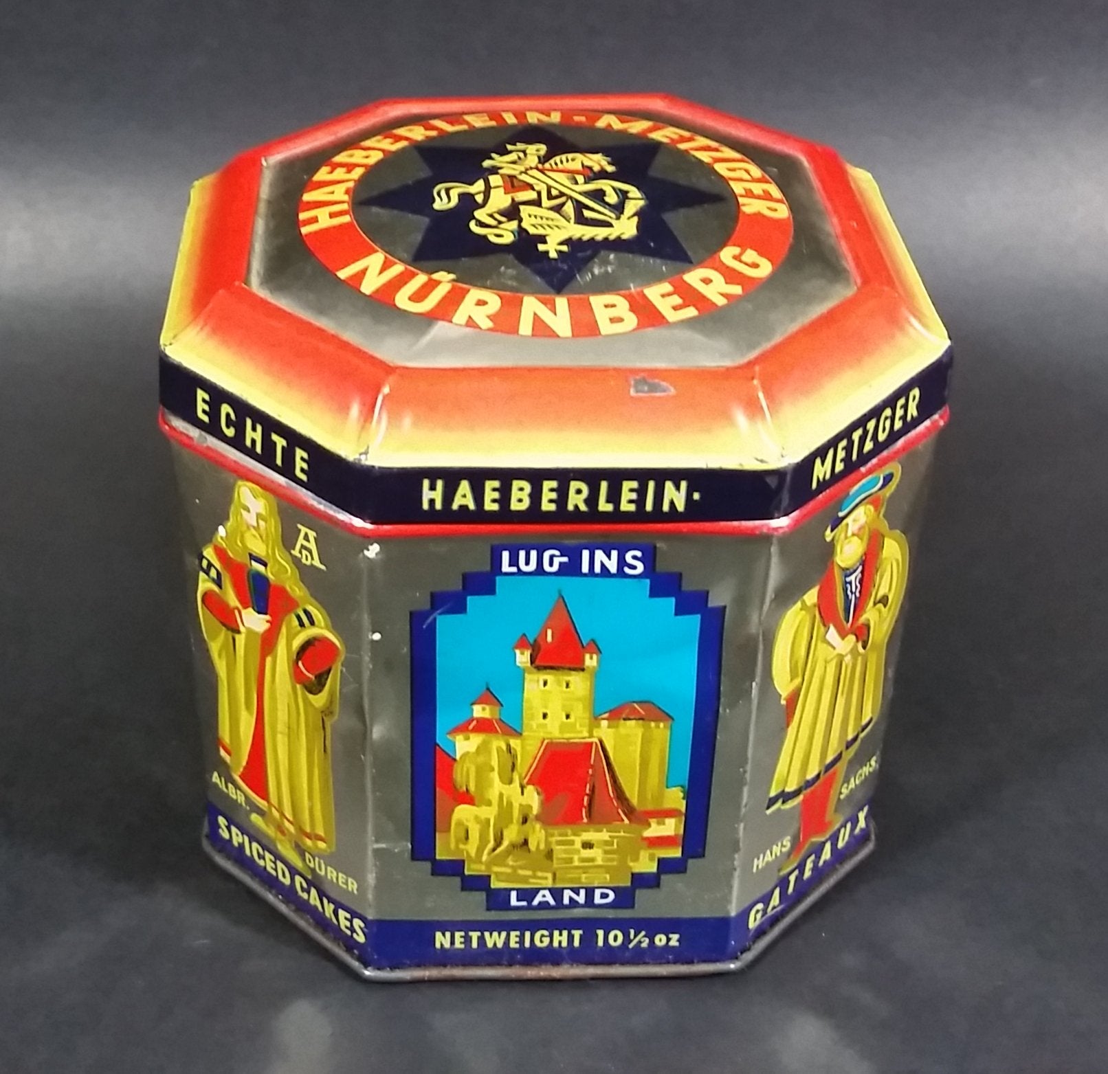 Vintage Haeberlein Metzger Nunnberg 5 Fine "Elisen" Spiced Cakes Empty Sweets Tin - Made in Germany