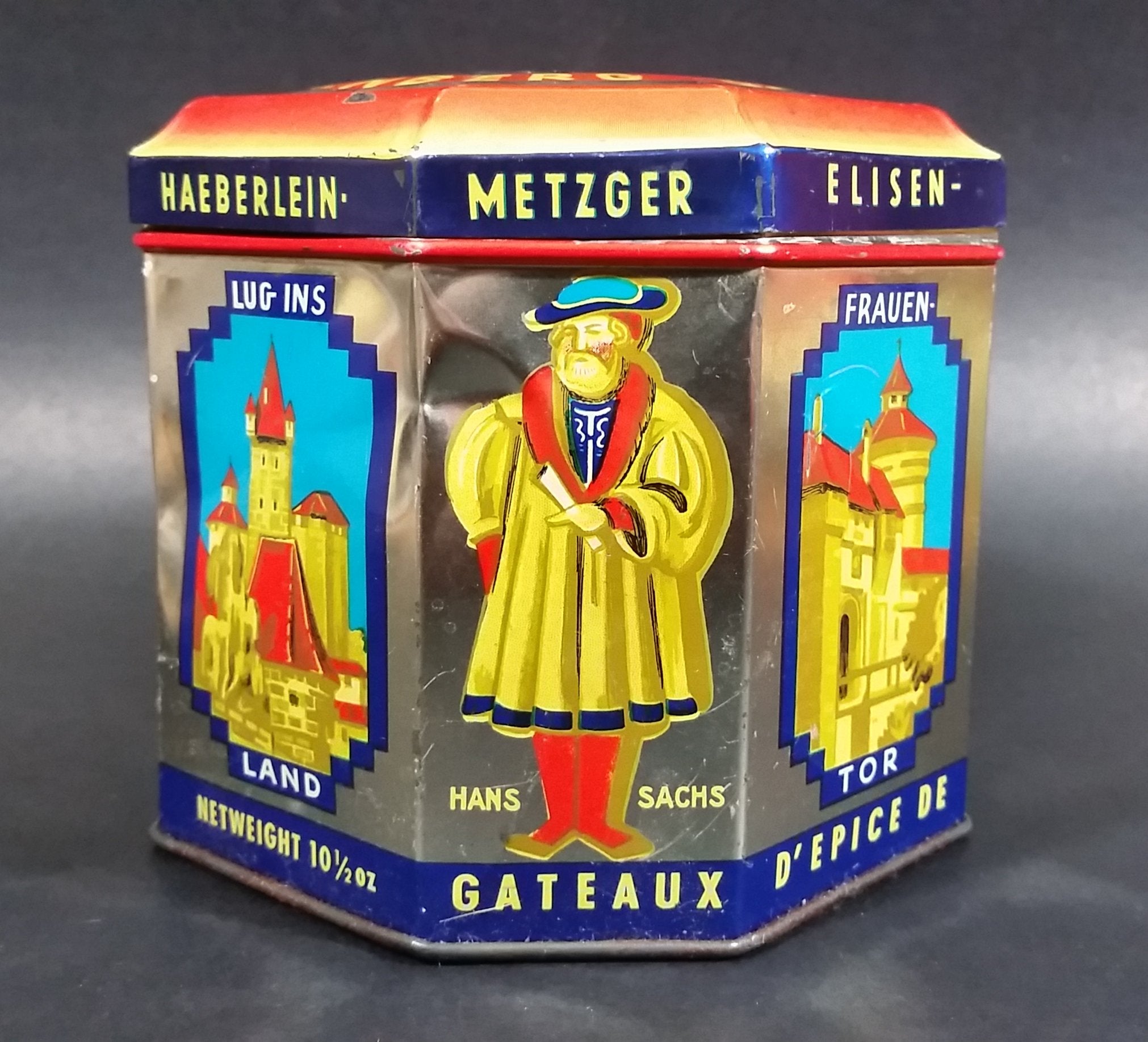 Vintage Haeberlein Metzger Nunnberg 5 Fine "Elisen" Spiced Cakes Empty Sweets Tin - Made in Germany 4