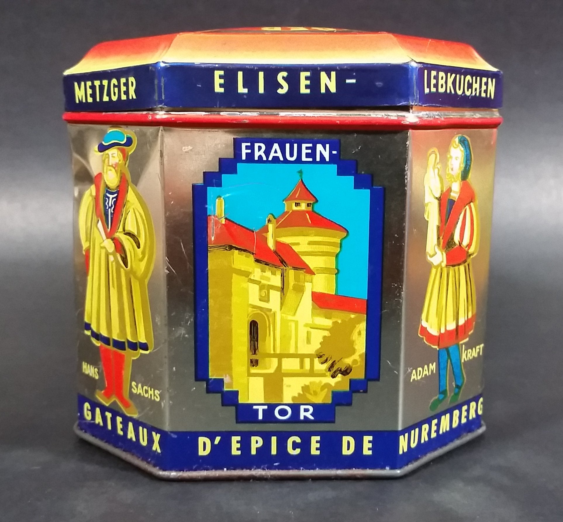 Vintage Haeberlein Metzger Nunnberg 5 Fine "Elisen" Spiced Cakes Empty Sweets Tin - Made in Germany 5