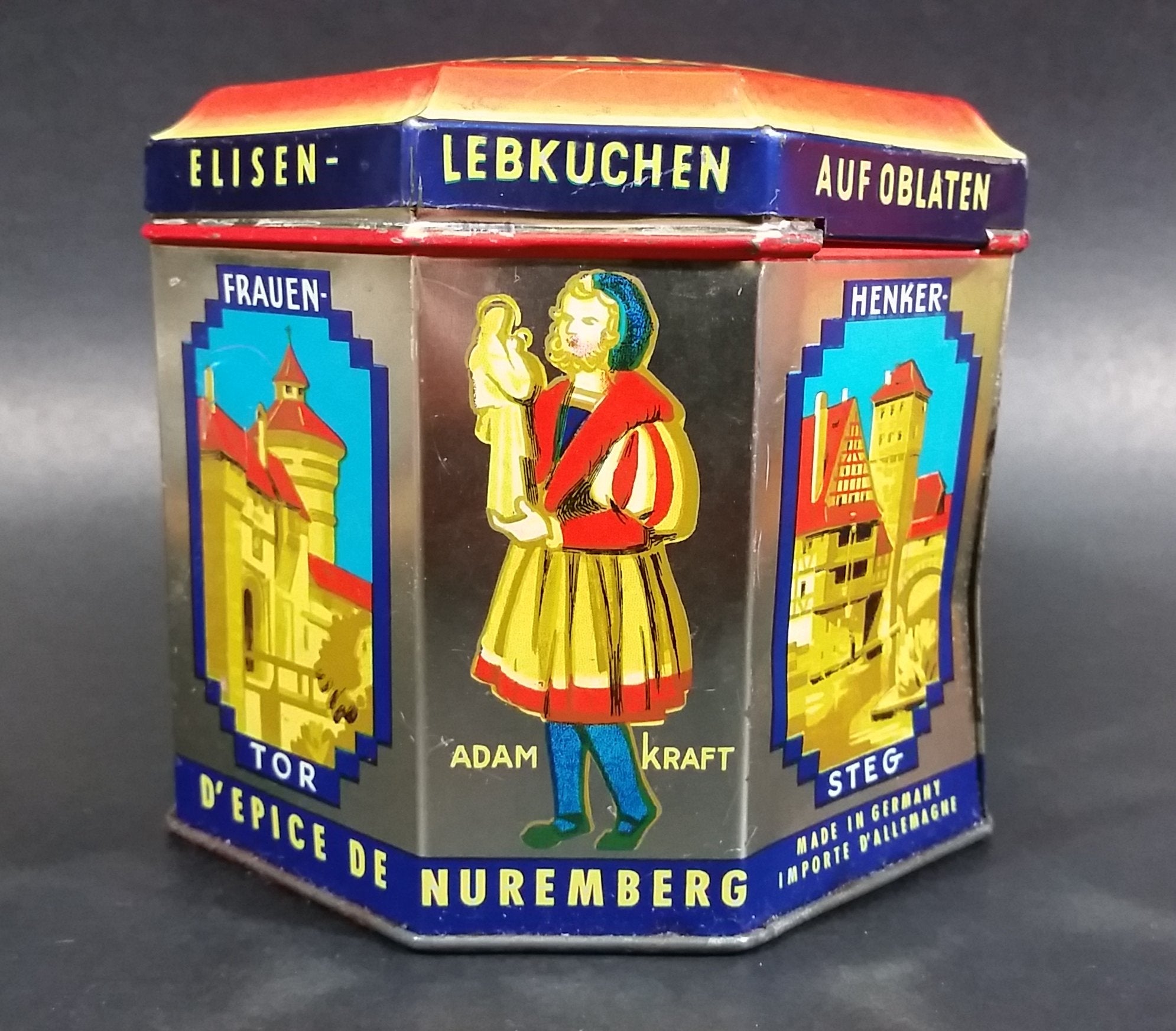 Vintage Haeberlein Metzger Nunnberg 5 Fine "Elisen" Spiced Cakes Empty Sweets Tin - Made in Germany 6