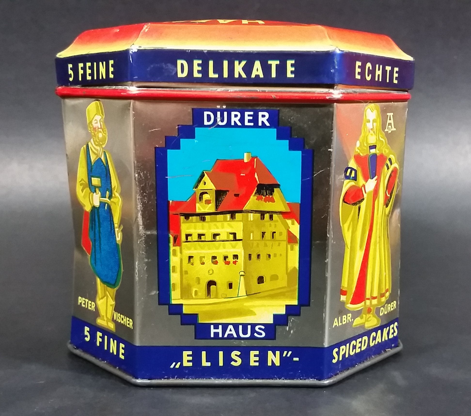 Vintage Haeberlein Metzger Nunnberg 5 Fine "Elisen" Spiced Cakes Empty Sweets Tin - Made in Germany 9