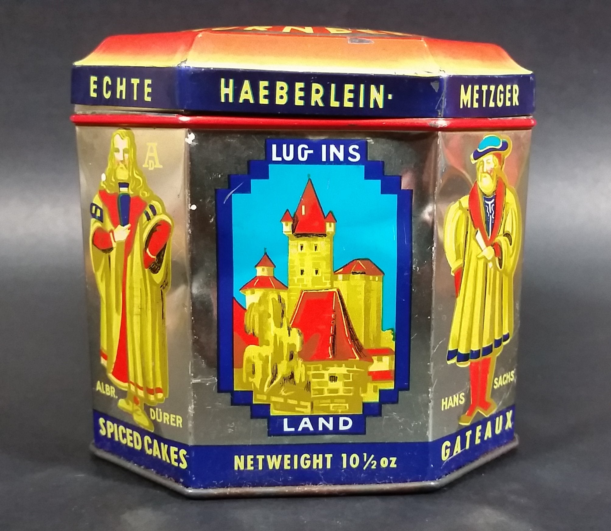 Vintage Haeberlein Metzger Nunnberg 5 Fine "Elisen" Spiced Cakes Empty Sweets Tin - Made in Germany 11