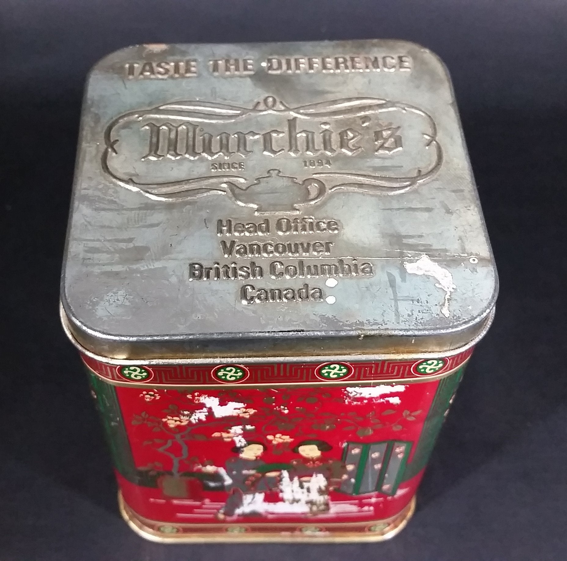 Collectible 1978 Murchie's "Taste The Difference" Red, Gold Tea Tin Container - Vancouver, B.C. 2