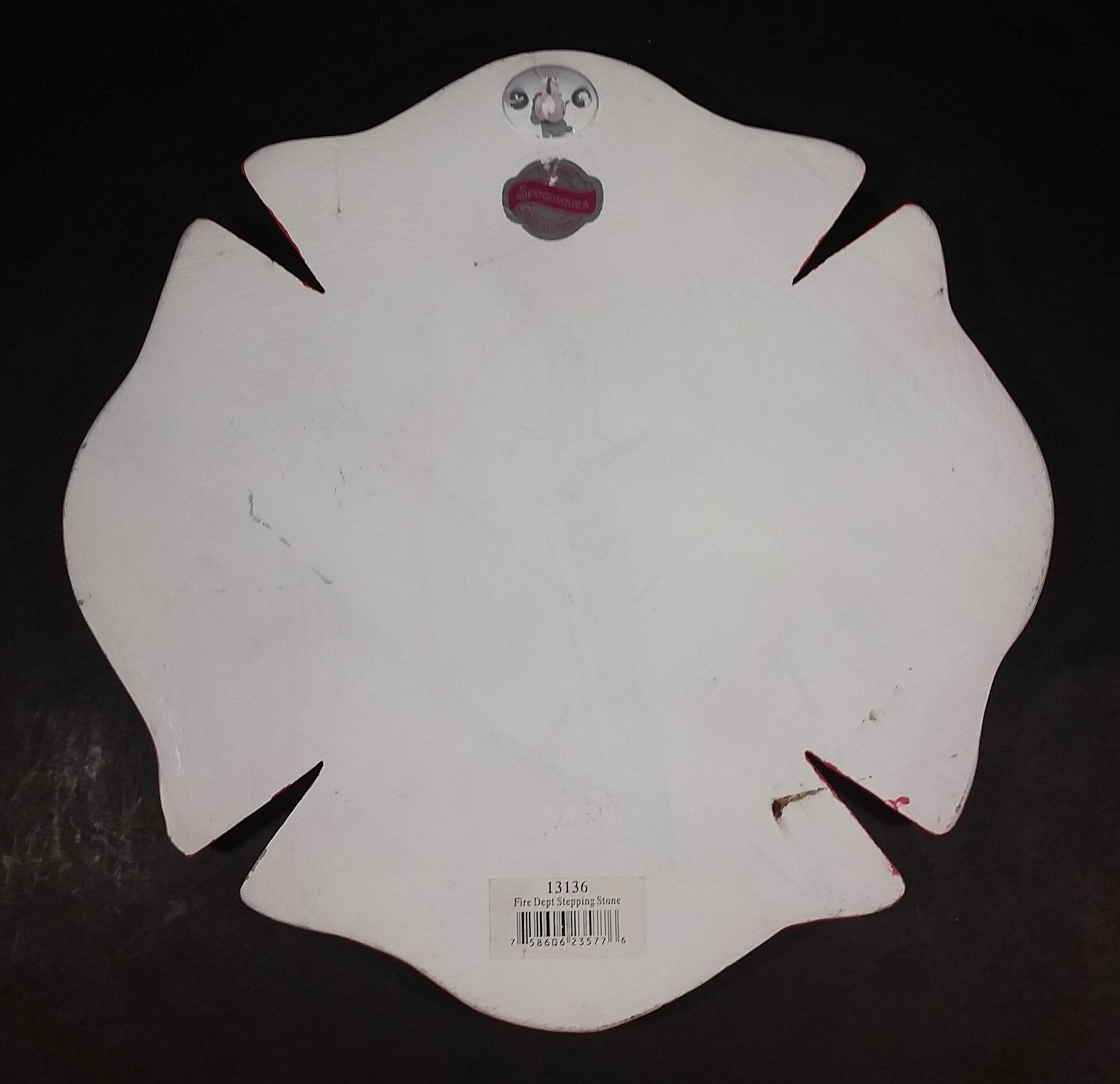 Spoontiques Fire Dept. Maltese Cross Red Stepping Stone Wall Hanging w/ Hook, Ladder, Hat, and Hydrant 6
