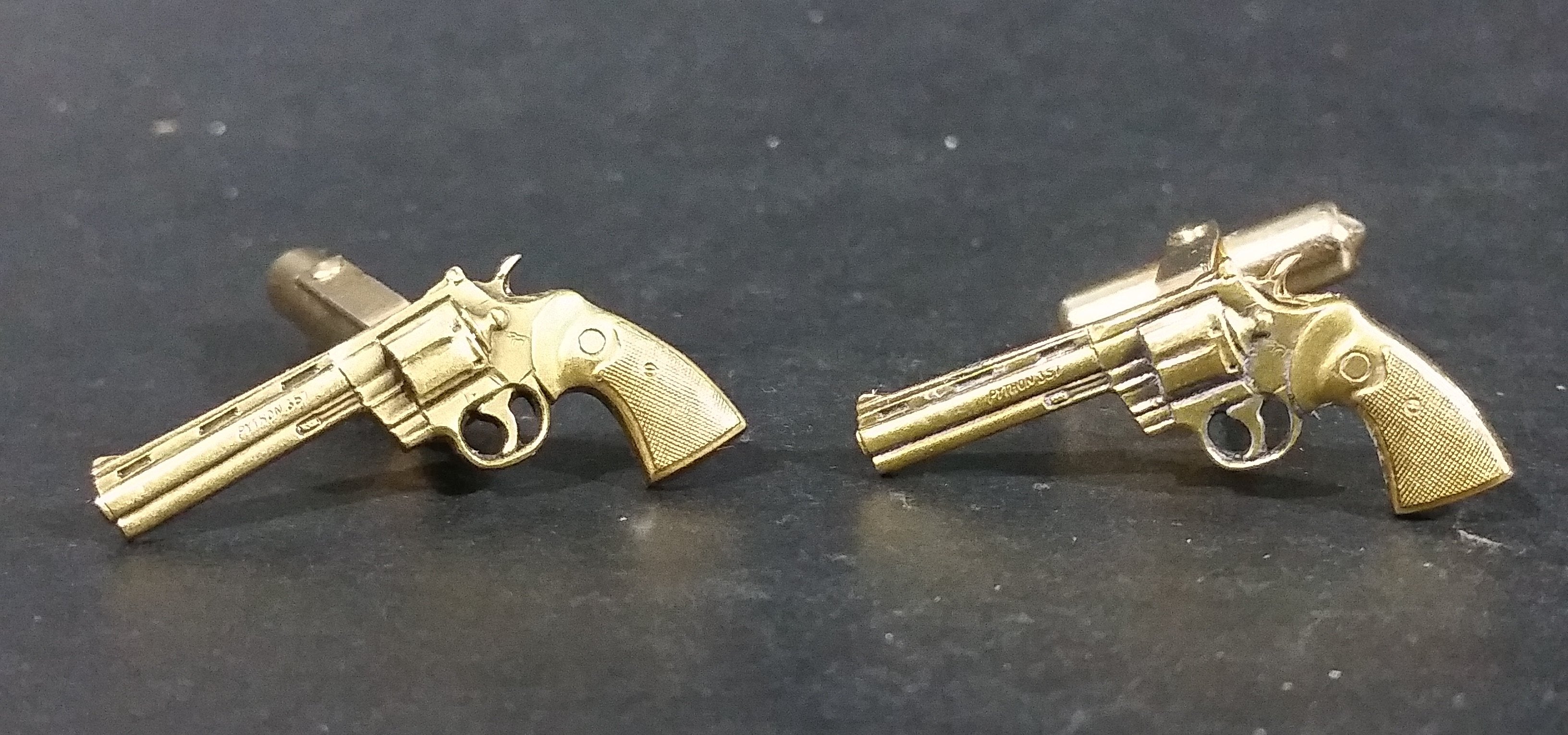 Vintage Collectible Colt Python 357 Gold Gun Cufflinks