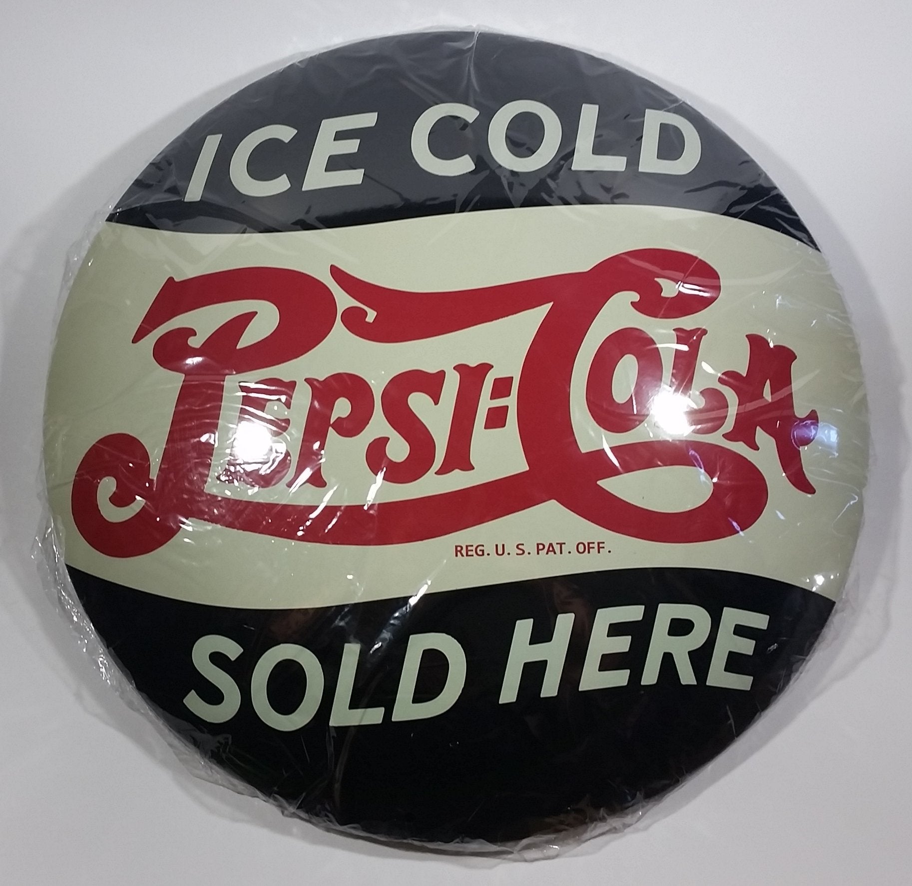 New 2018 Vintage Style Ice Cold Pepsi Cola Sold Here Soda Pop Beverage Round Metal Button Sign
