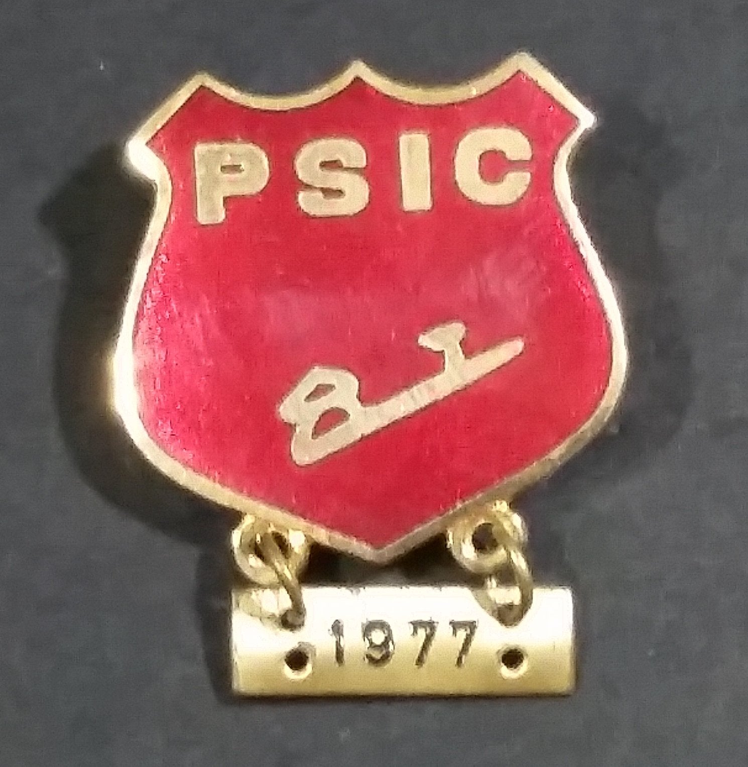 1977 PSIC Red Crest Enamel Ice Skating Pin