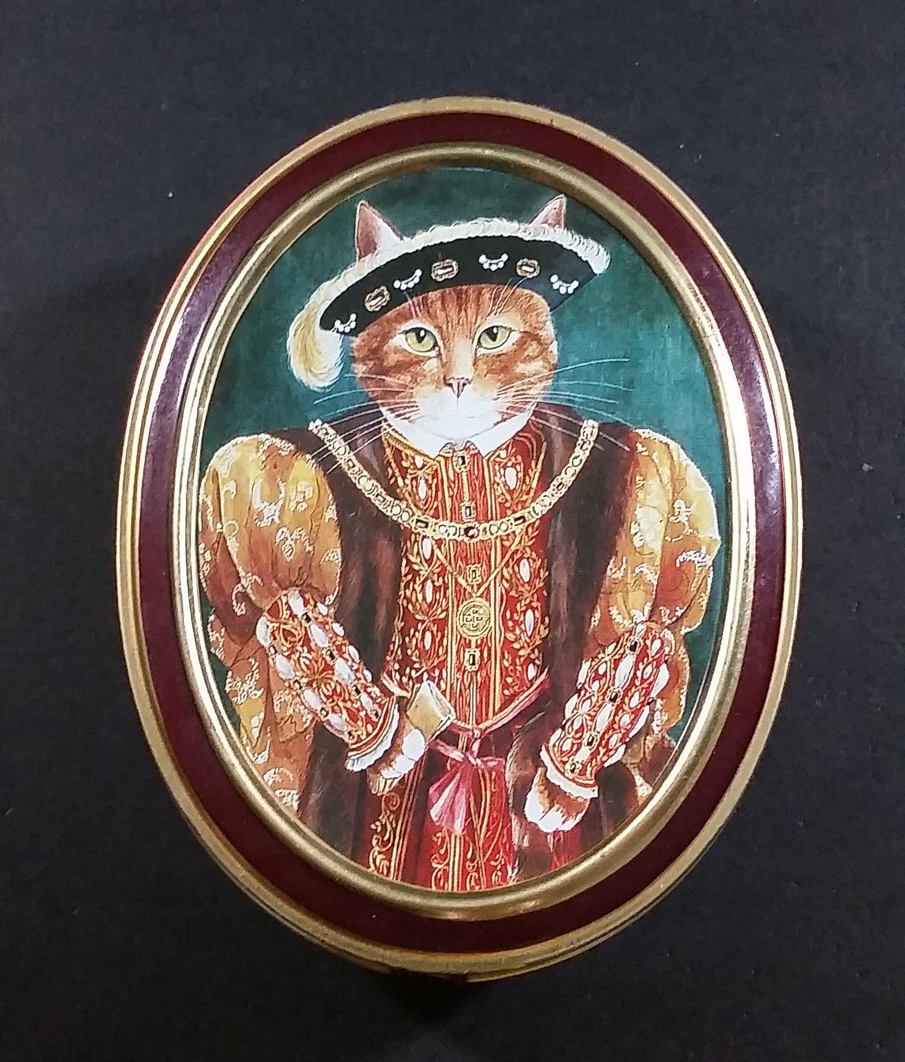1990 Bentley's of London The Cat's Gallery Henry VIII Fruit Bon Bons Confectionery Tin Opened Still Full