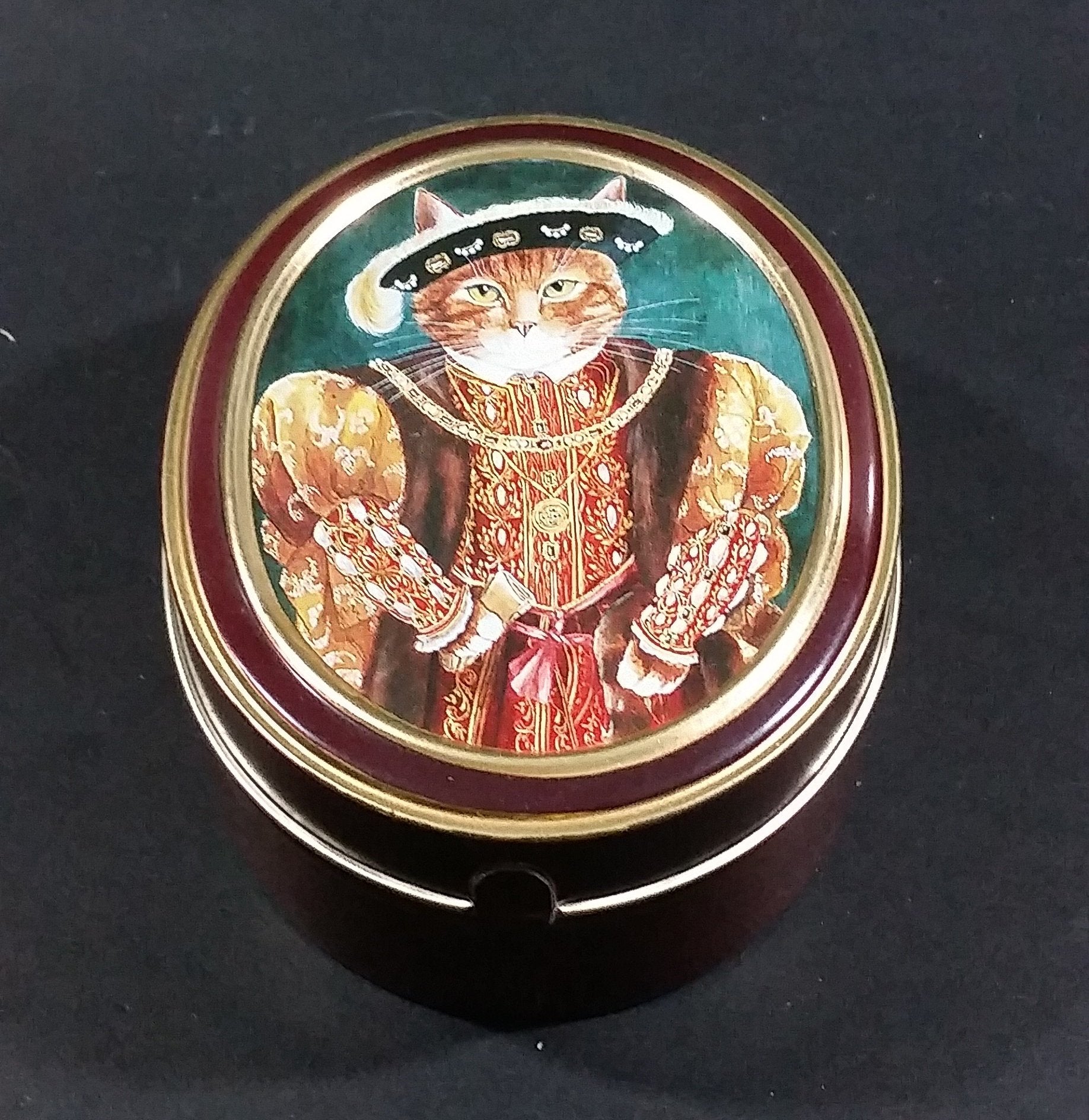 1990 Bentley's of London The Cat's Gallery Henry VIII Fruit Bon Bons Confectionery Tin Opened Still Full 2