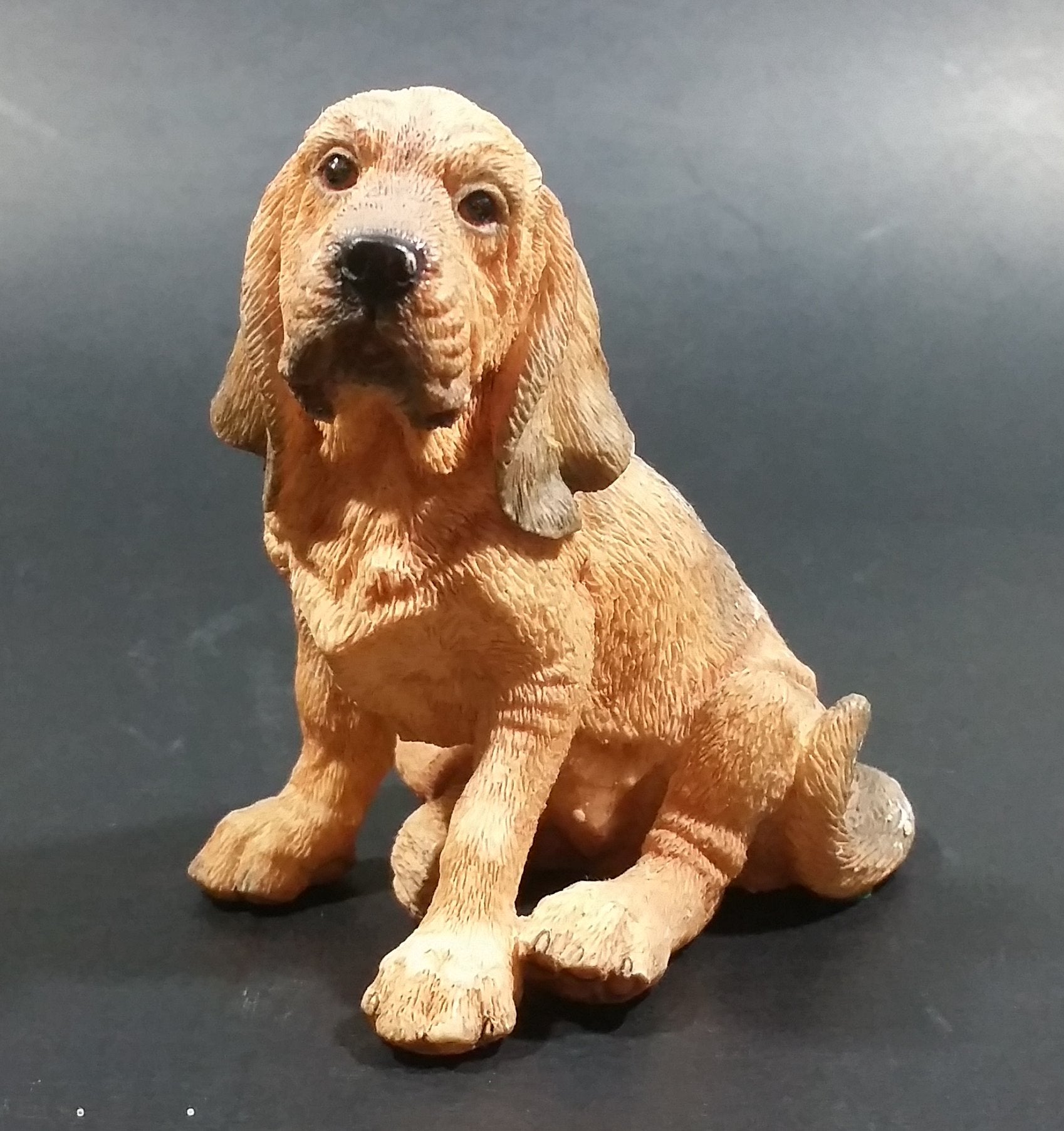 Light Brown Hound Dog Sitting Resin Figurine