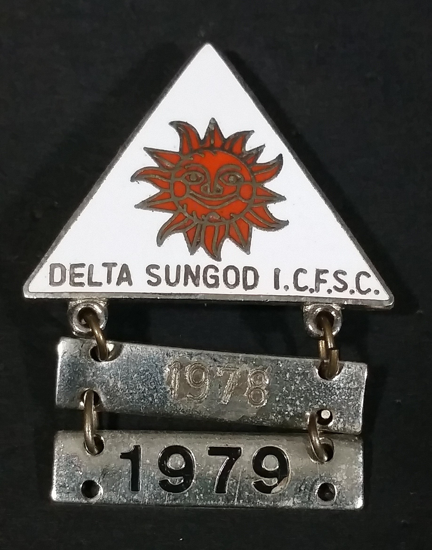 1978-79 Delta Sungod I.C.F.S.C. Triangle Shaped Ice Figure Skating Pin
