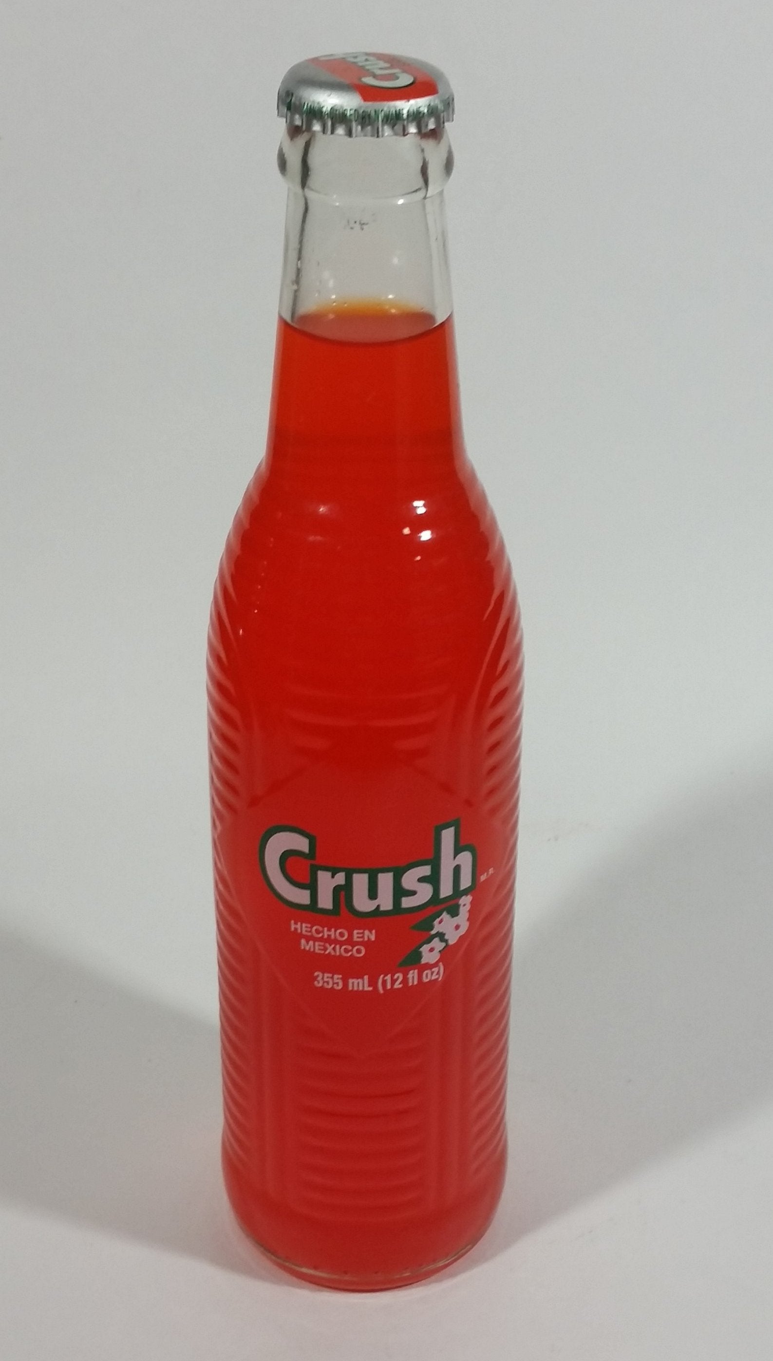 Expired 2013 Orange Crush Soda Pop Clear Glass Ribbed Bottle with Cap Never Opened Made in Mexico