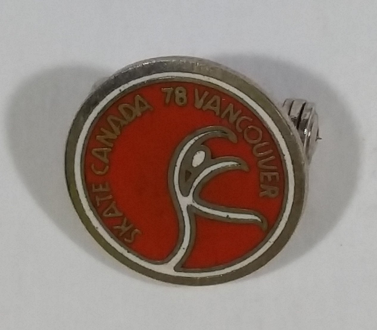 Vintage Skate Canada 1978 Vancouver Ice Figure Skating Small Little Round Collectible Enamel Pin