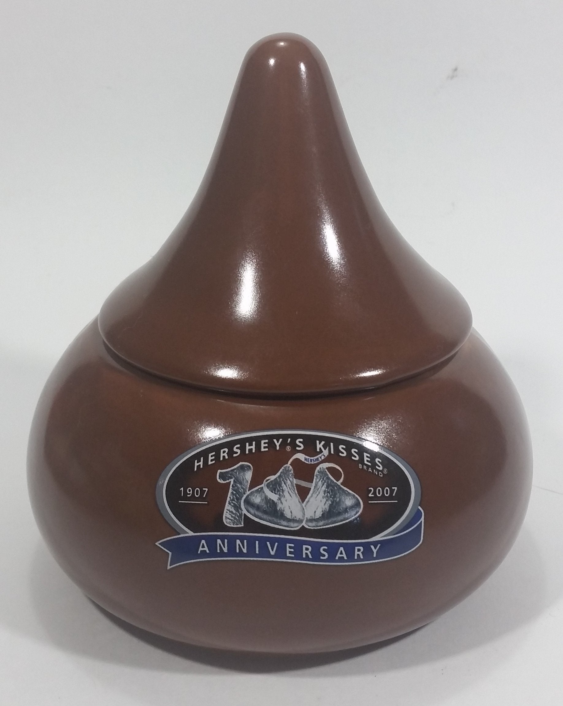 2007 Hershey's Kisses 100th Anniversary Ceramic Lidded Chocolate Kiss Drop Shaped Lidded Candy Dish