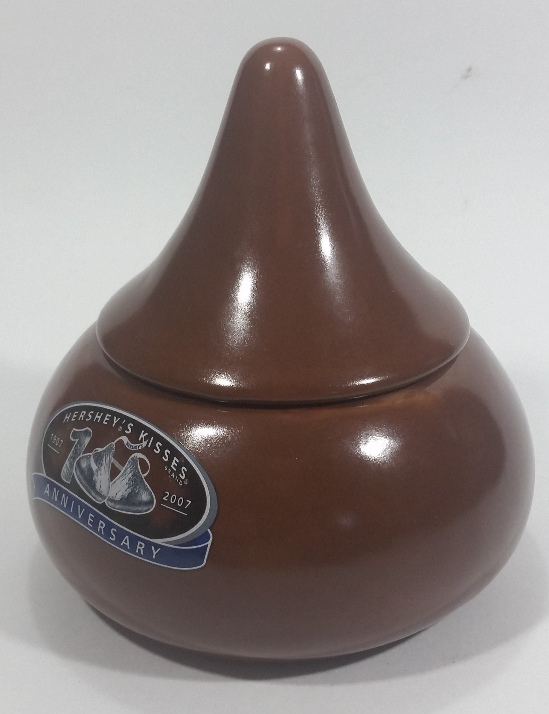 2007 Hershey's Kisses 100th Anniversary Ceramic Lidded Chocolate Kiss Drop Shaped Lidded Candy Dish 2