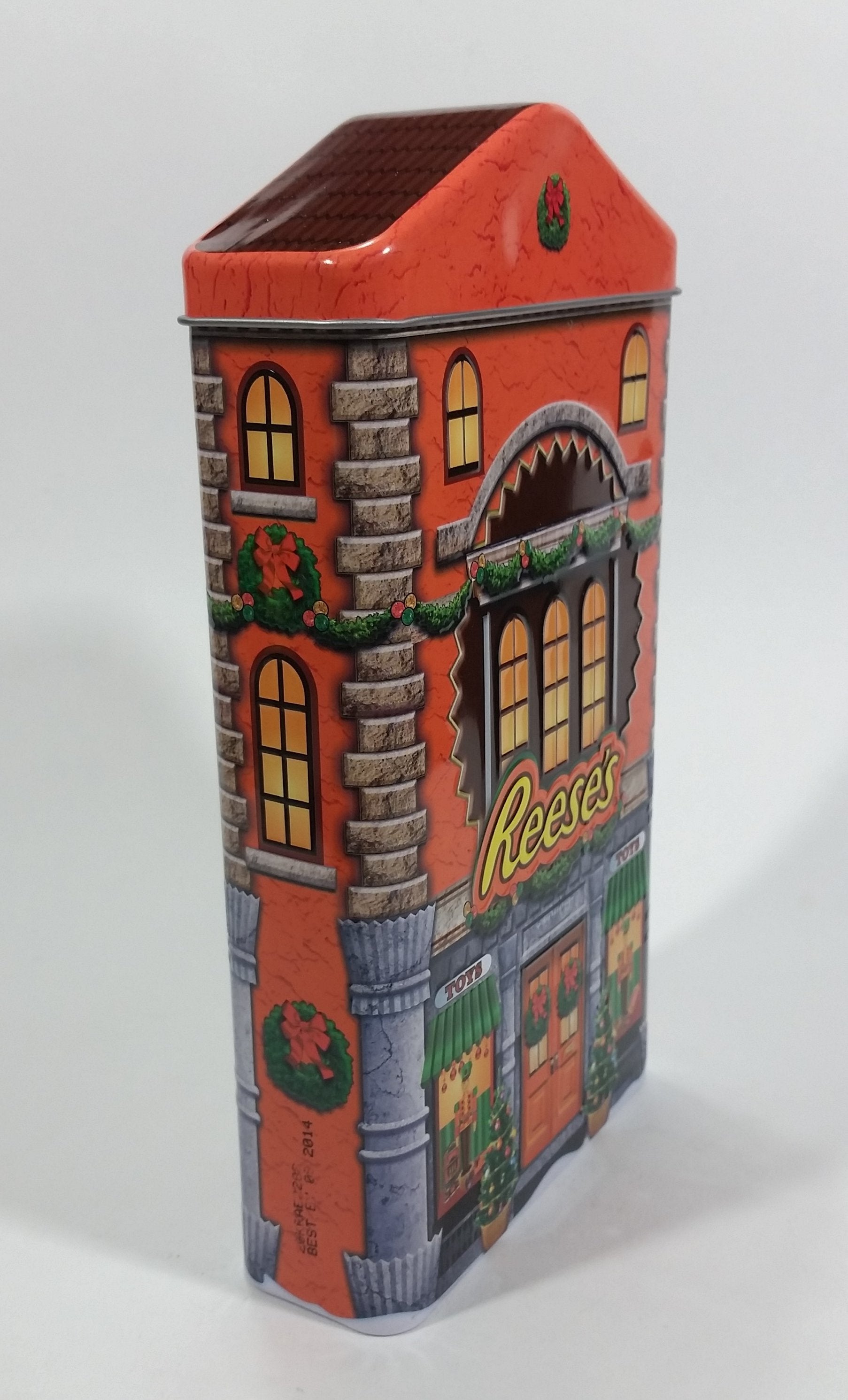 Collectible Reese's Peanut Butter Cups Reese's Pieces Orange Christmas Holiday Toy Store Themed Orange Chocolate Tin 5