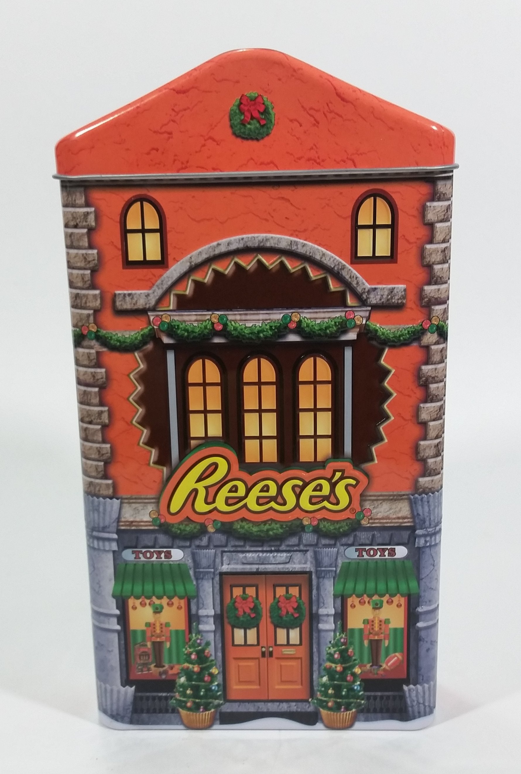 Collectible Reese's Peanut Butter Cups Reese's Pieces Orange Christmas Holiday Toy Store Themed Orange Chocolate Tin 6