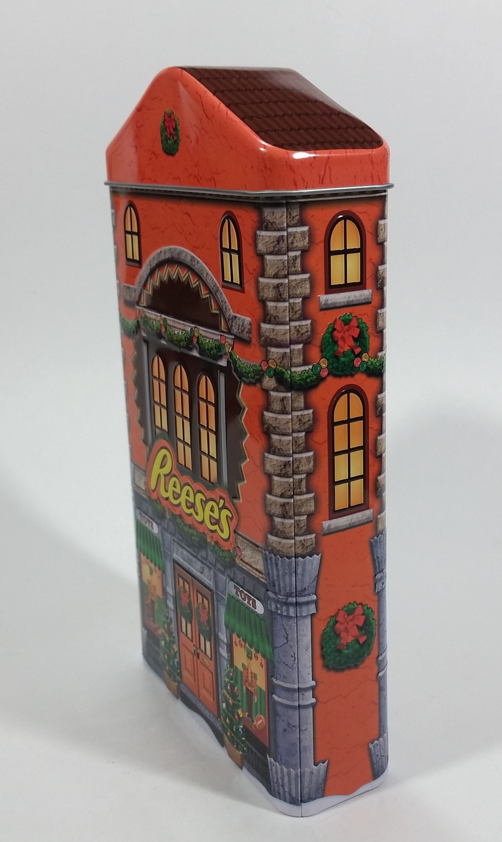Collectible Reese's Peanut Butter Cups Reese's Pieces Orange Christmas Holiday Toy Store Themed Orange Chocolate Tin 7
