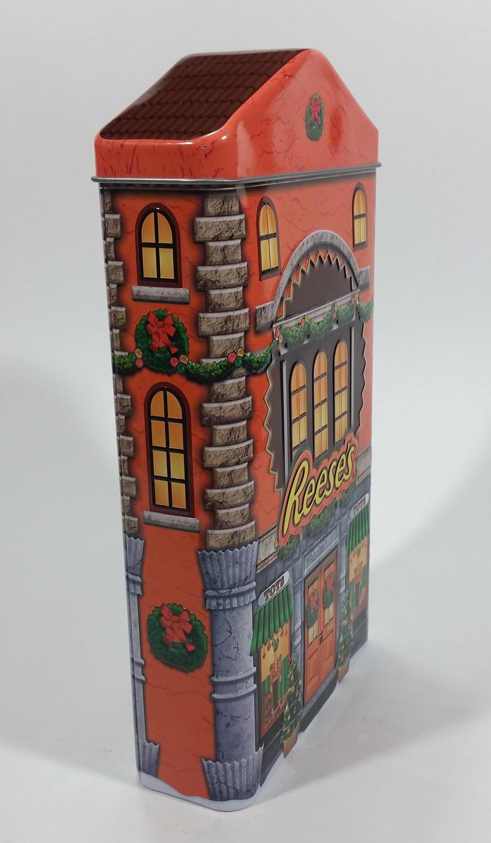 Collectible Reese's Peanut Butter Cups Reese's Pieces Orange Christmas Holiday Toy Store Themed Orange Chocolate Tin 9