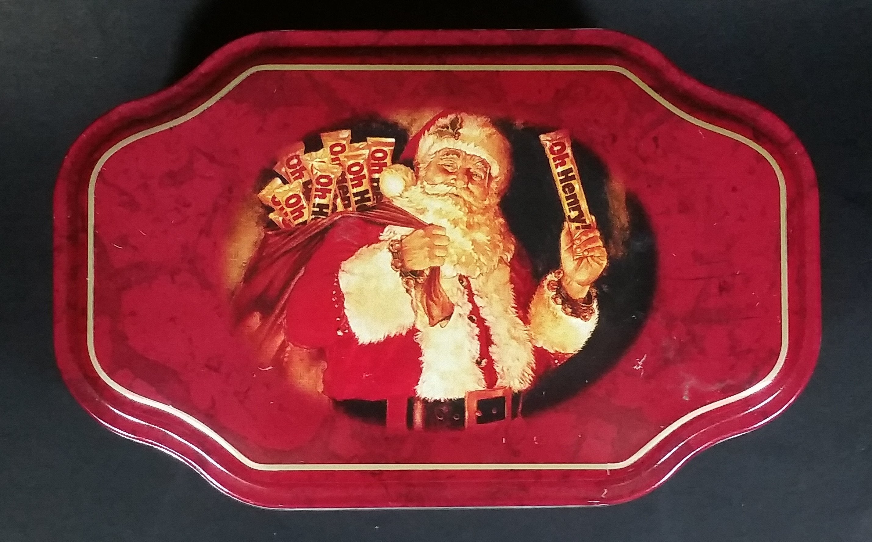 Oh Henry! OH OH OH Santa Claus Christmas Holiday Red Tin Container Collectible 2