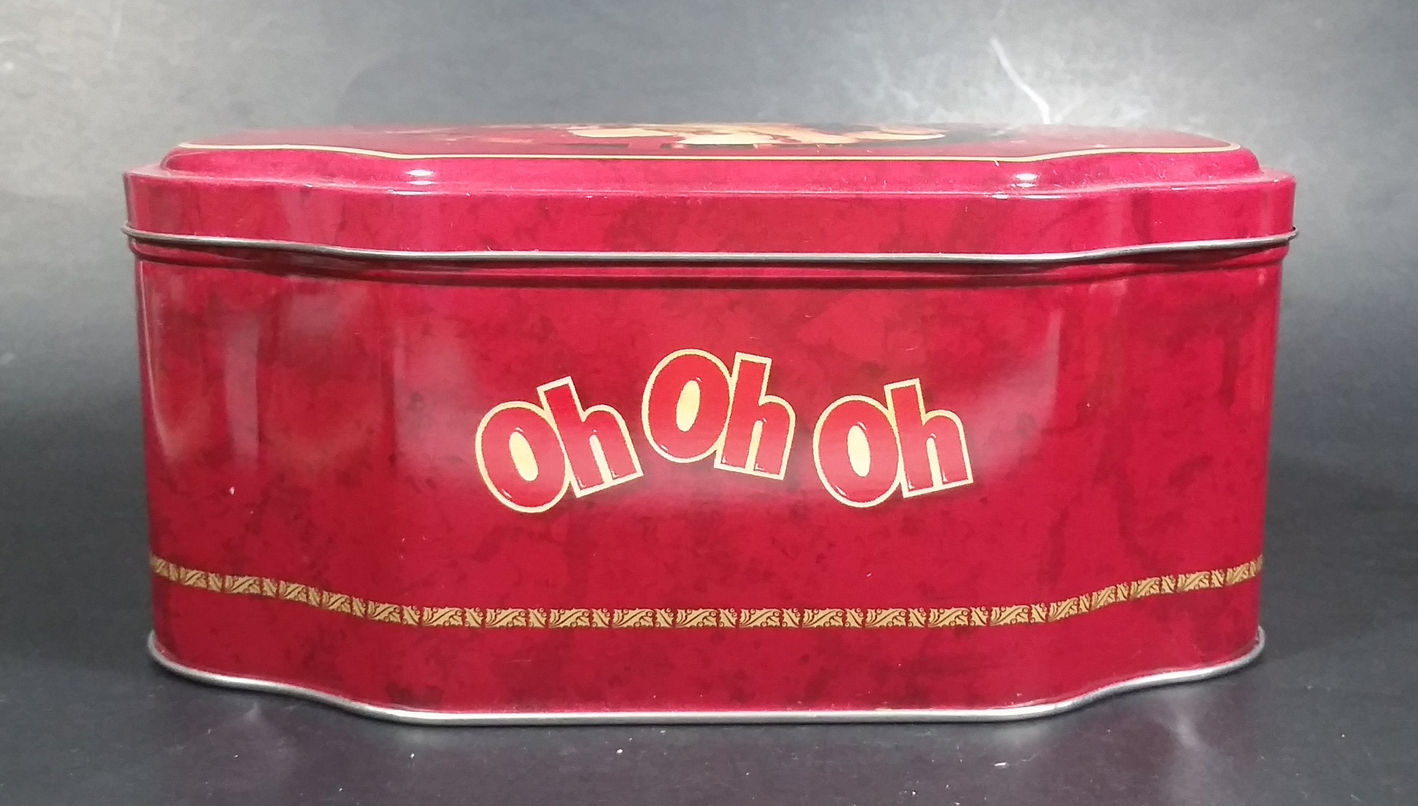 Oh Henry! OH OH OH Santa Claus Christmas Holiday Red Tin Container Collectible 3