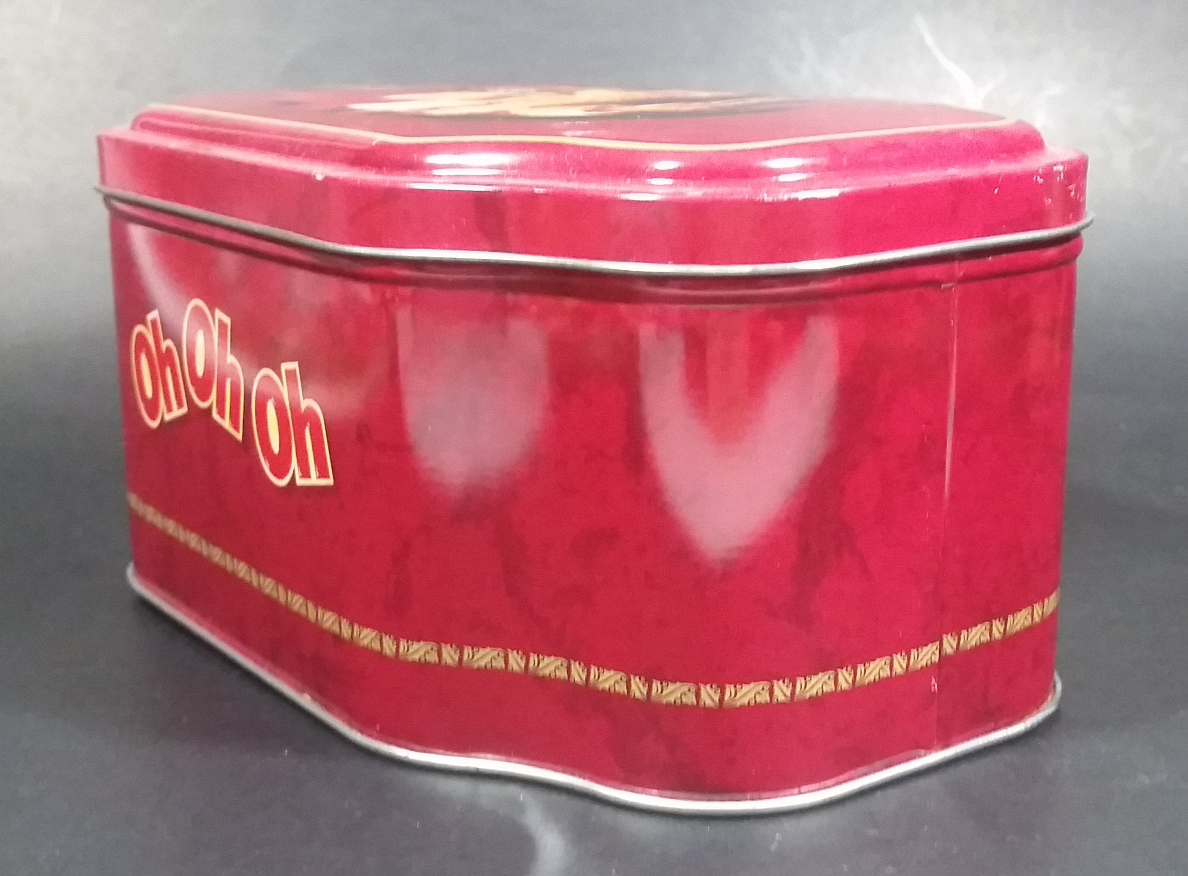 Oh Henry! OH OH OH Santa Claus Christmas Holiday Red Tin Container Collectible 4
