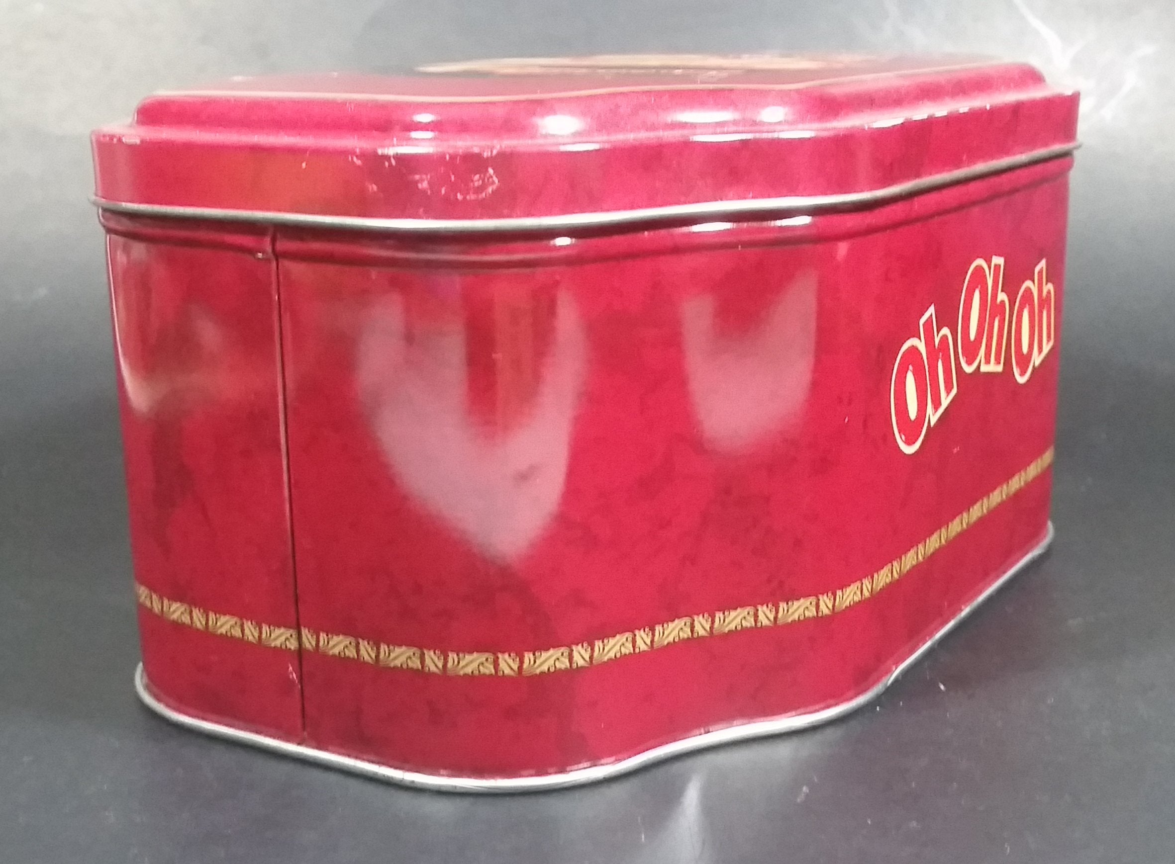 Oh Henry! OH OH OH Santa Claus Christmas Holiday Red Tin Container Collectible 6