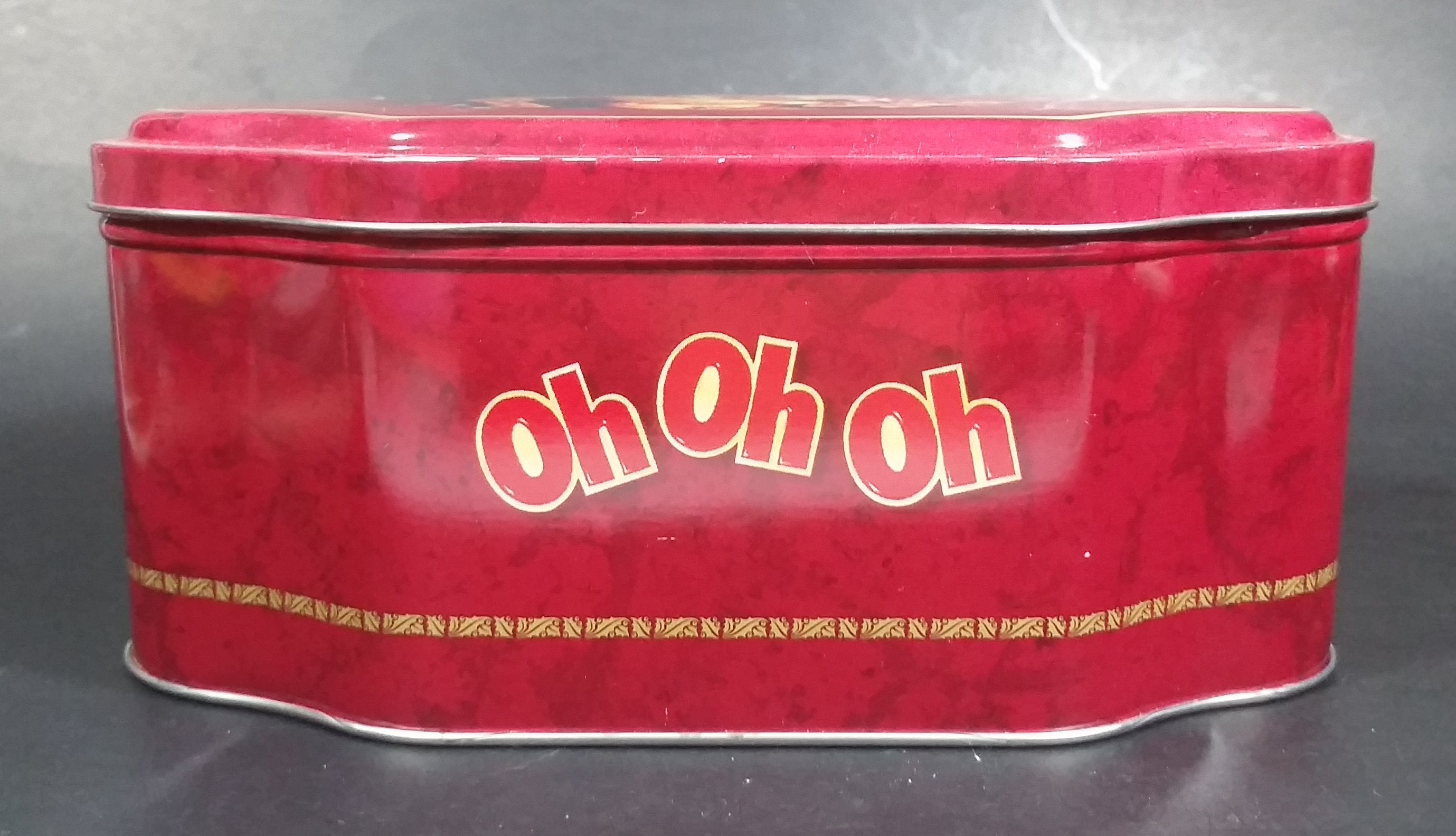 Oh Henry! OH OH OH Santa Claus Christmas Holiday Red Tin Container Collectible 7