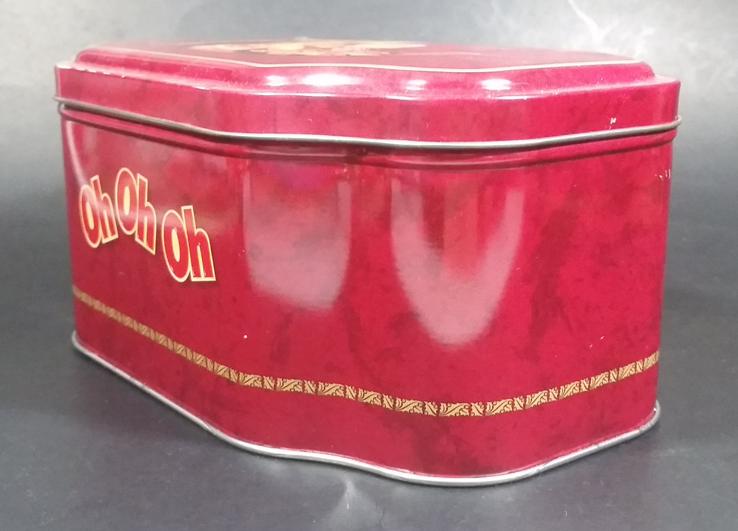 Oh Henry! OH OH OH Santa Claus Christmas Holiday Red Tin Container Collectible 8