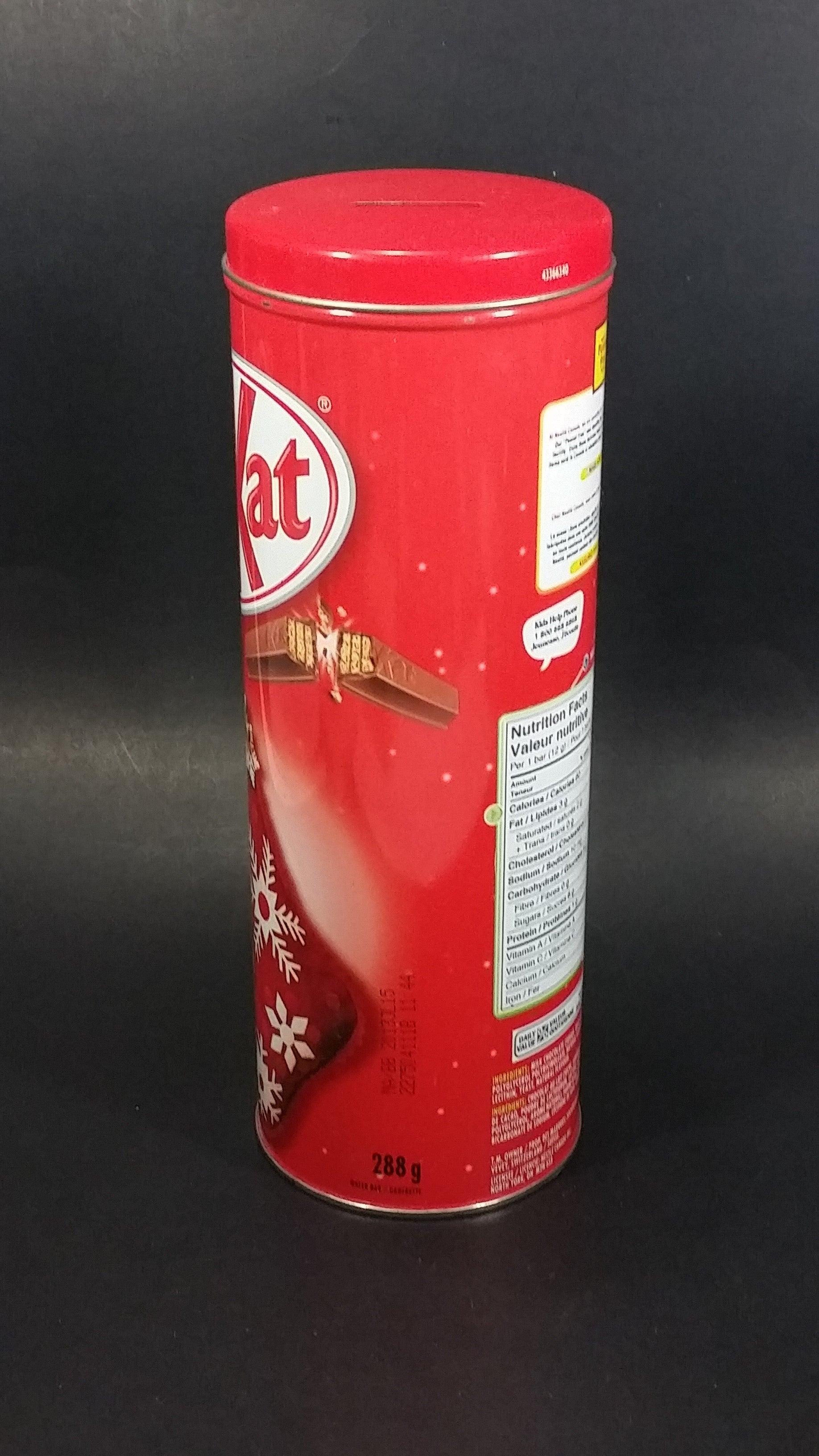 2013 Nestle Kit Kat Chocolate Bar Tall Tin Canister Coin Bank Sweets Candy Snacks Collectible 2