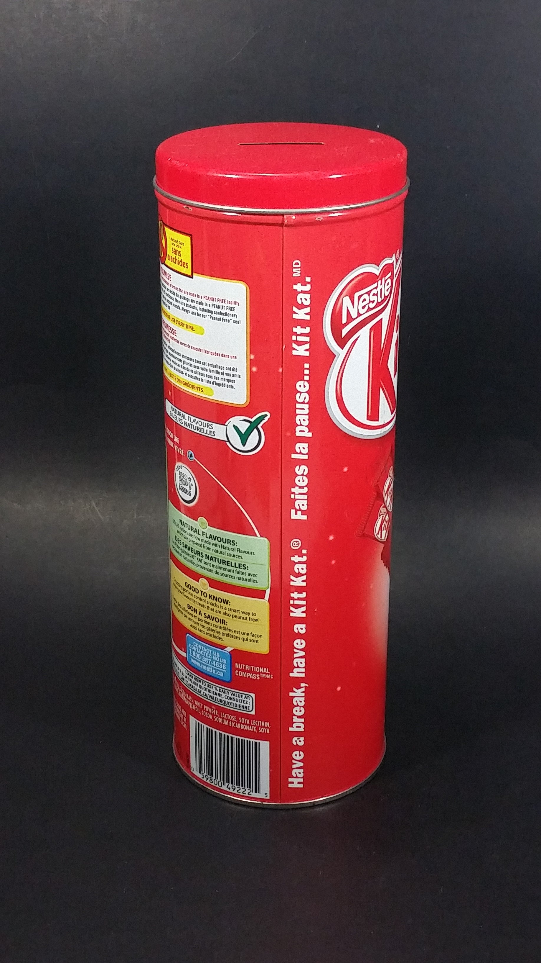 2013 Nestle Kit Kat Chocolate Bar Tall Tin Canister Coin Bank Sweets Candy Snacks Collectible 5