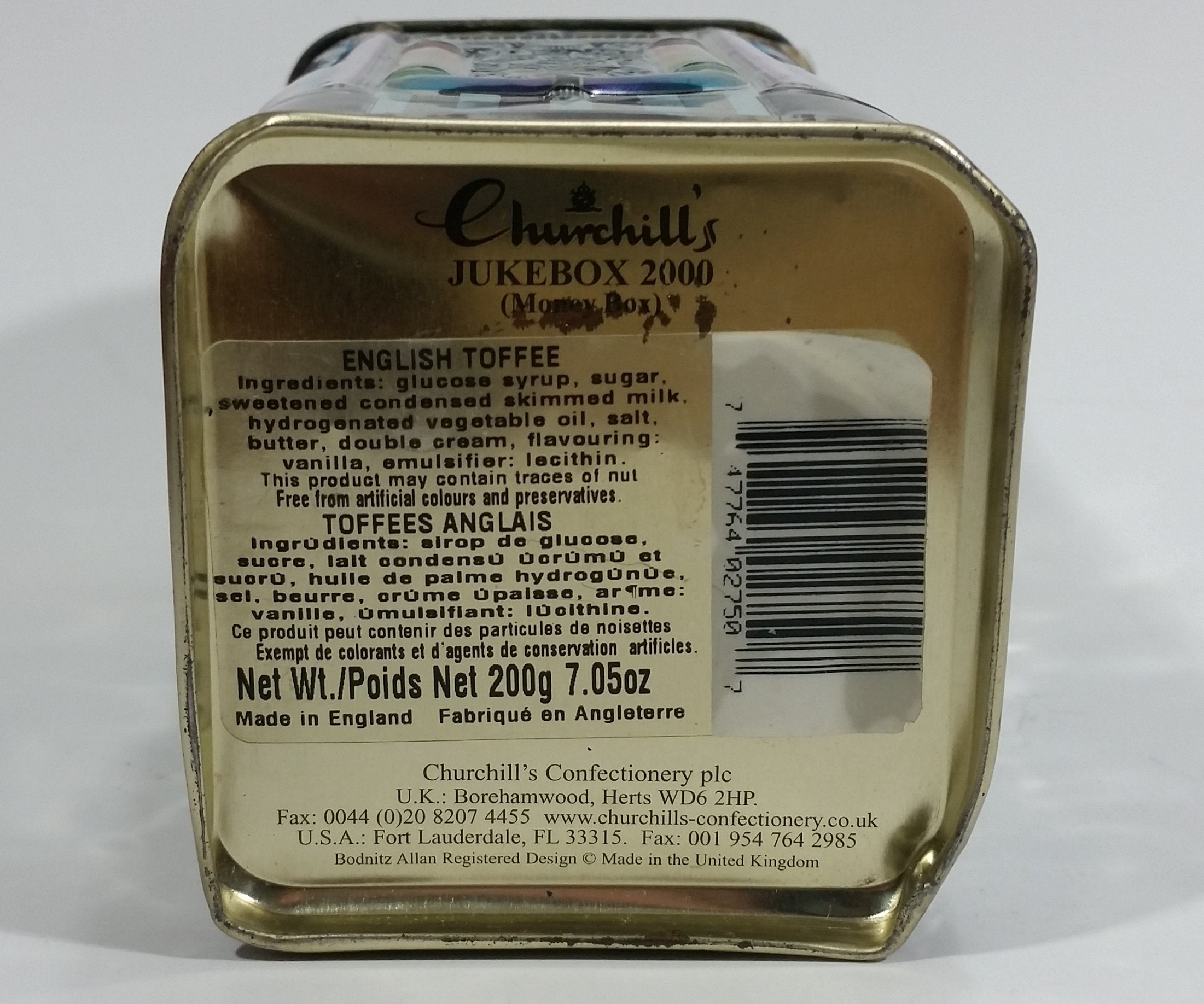Collectible Churchill's of England Jukebox 2000 Money Bank Rock & Roll Tin Container 13