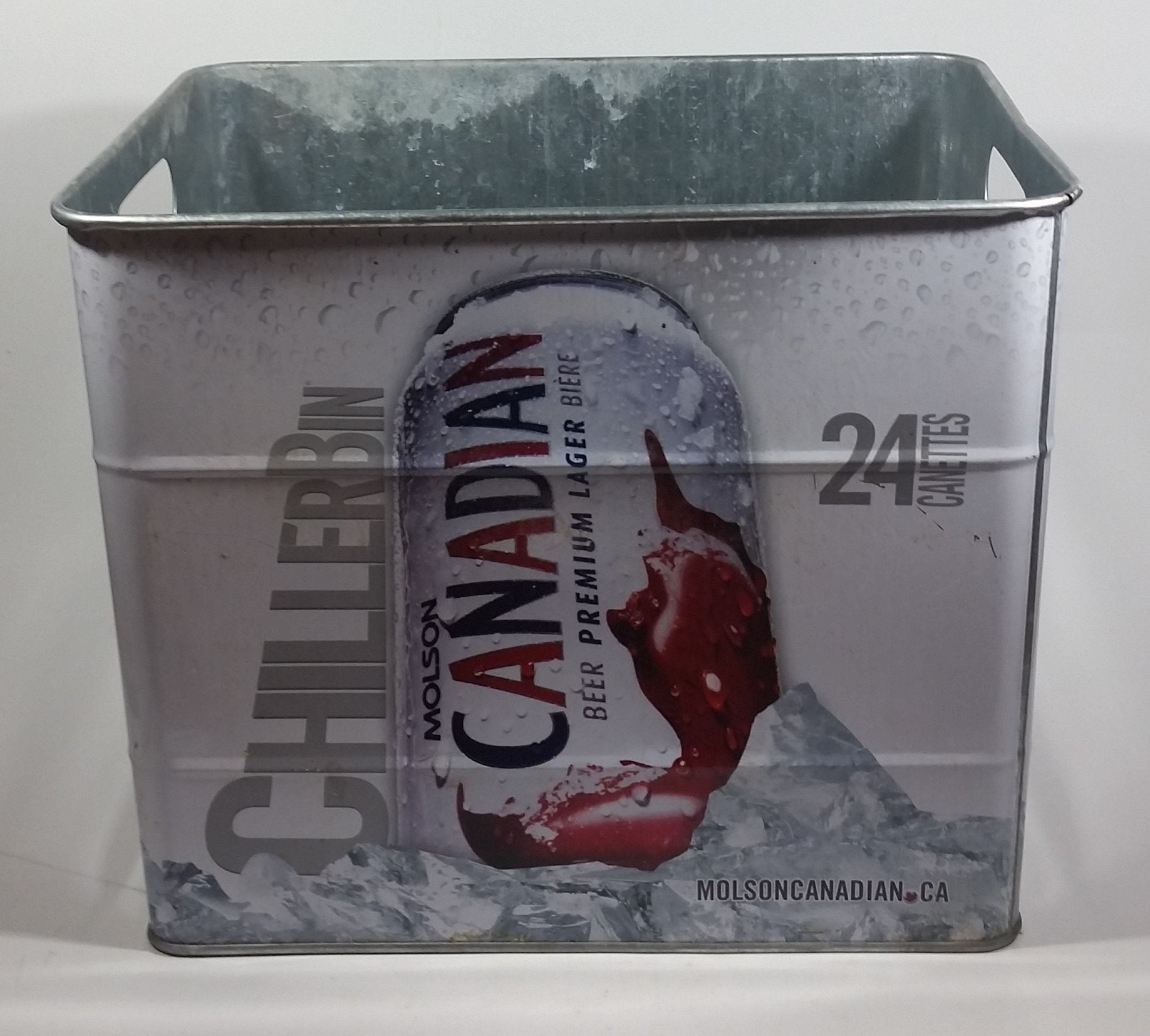 Molson Canadian Beer 24 Can White Metal Chiller Bin Promotional Advertising Collectible 6