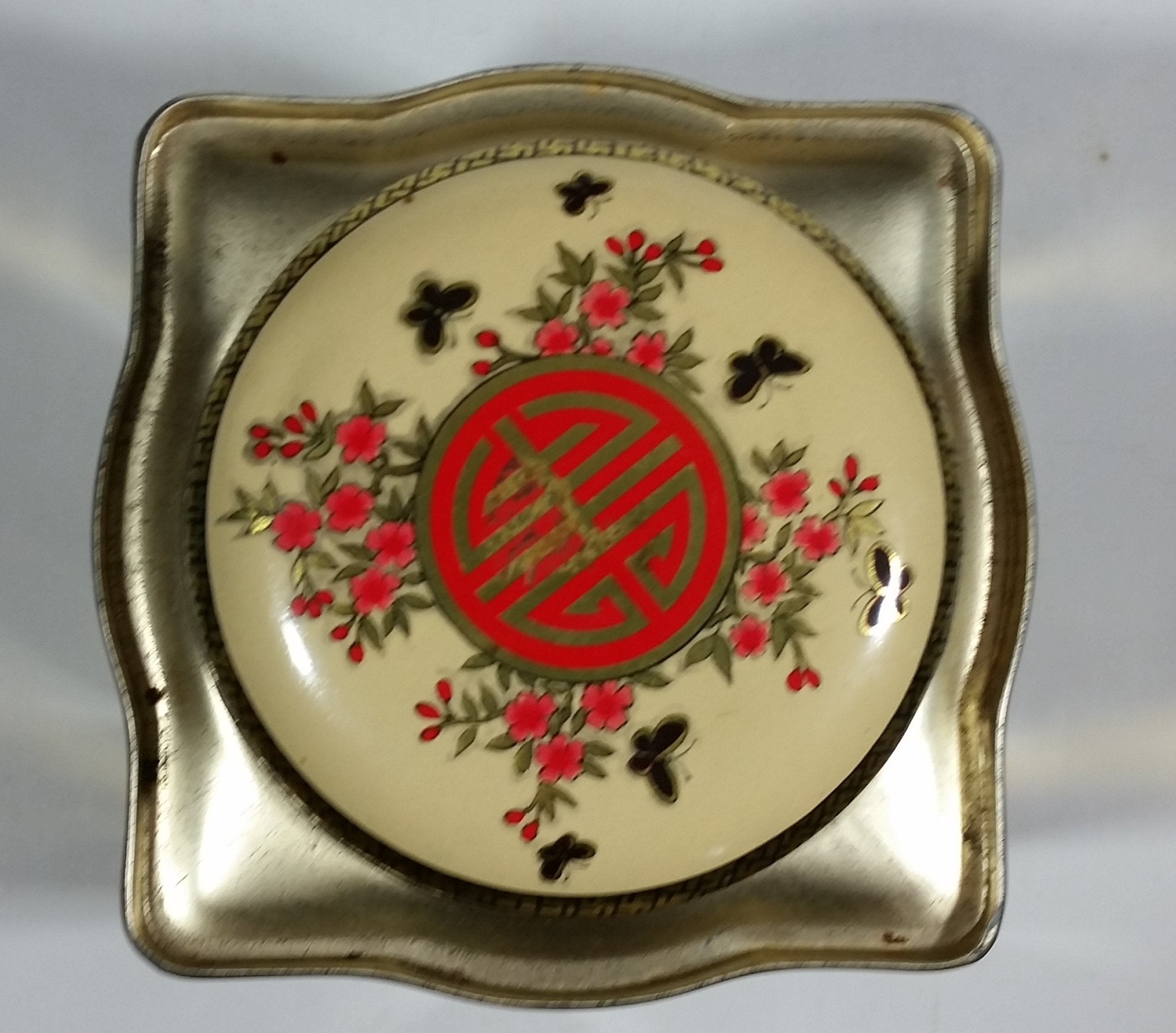 Chung Nam Tea Co. Ltd. Chinese Tea Pu Li Tea Red and Gold Scenic Butterfly Metal Tin Container 5