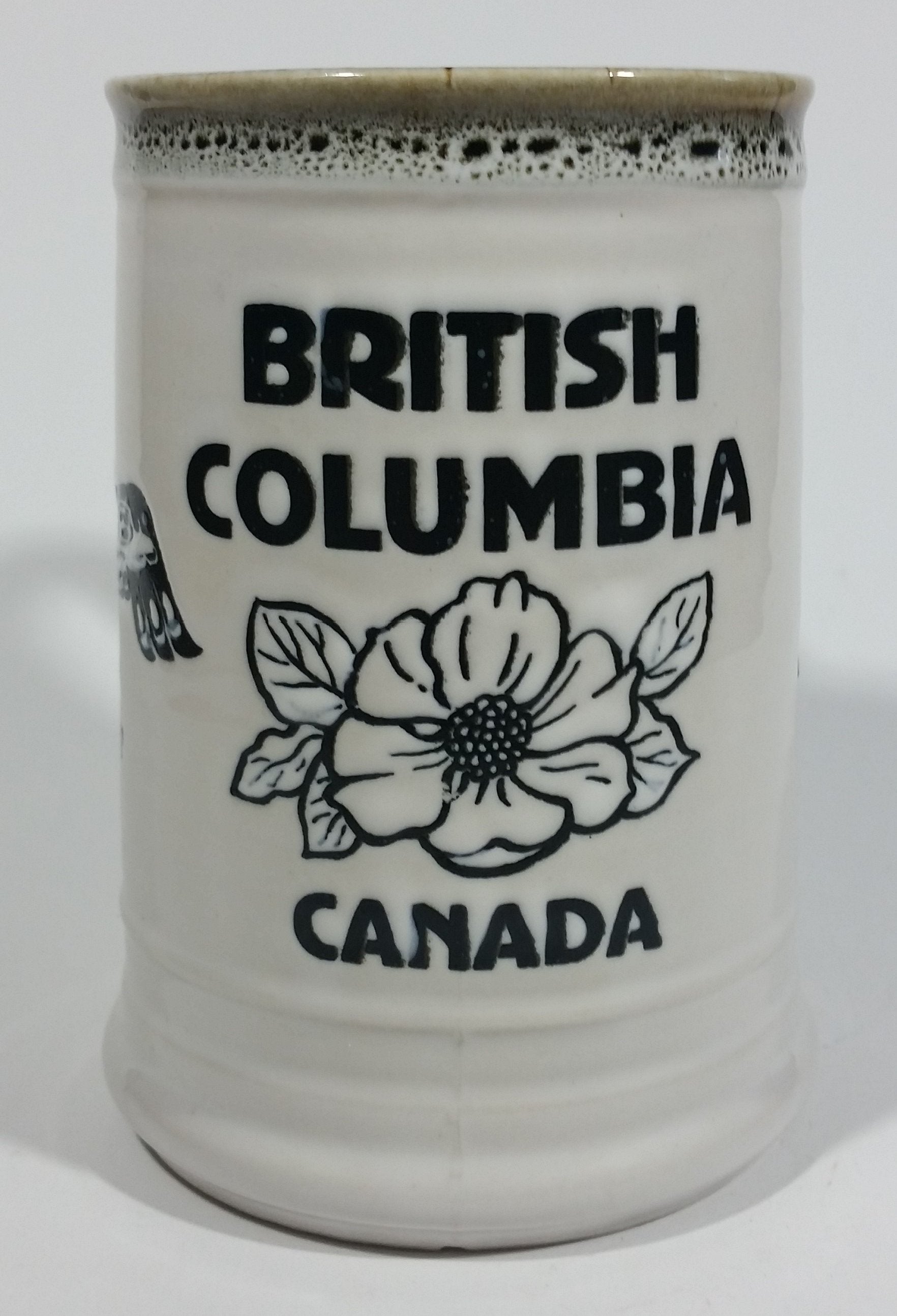 Capilano Vancouver British Columbia Aboriginal Art Dogwood Flower, Fish, Bird Totem Ceramic 5 1/4" Tall Coffee Mug 2