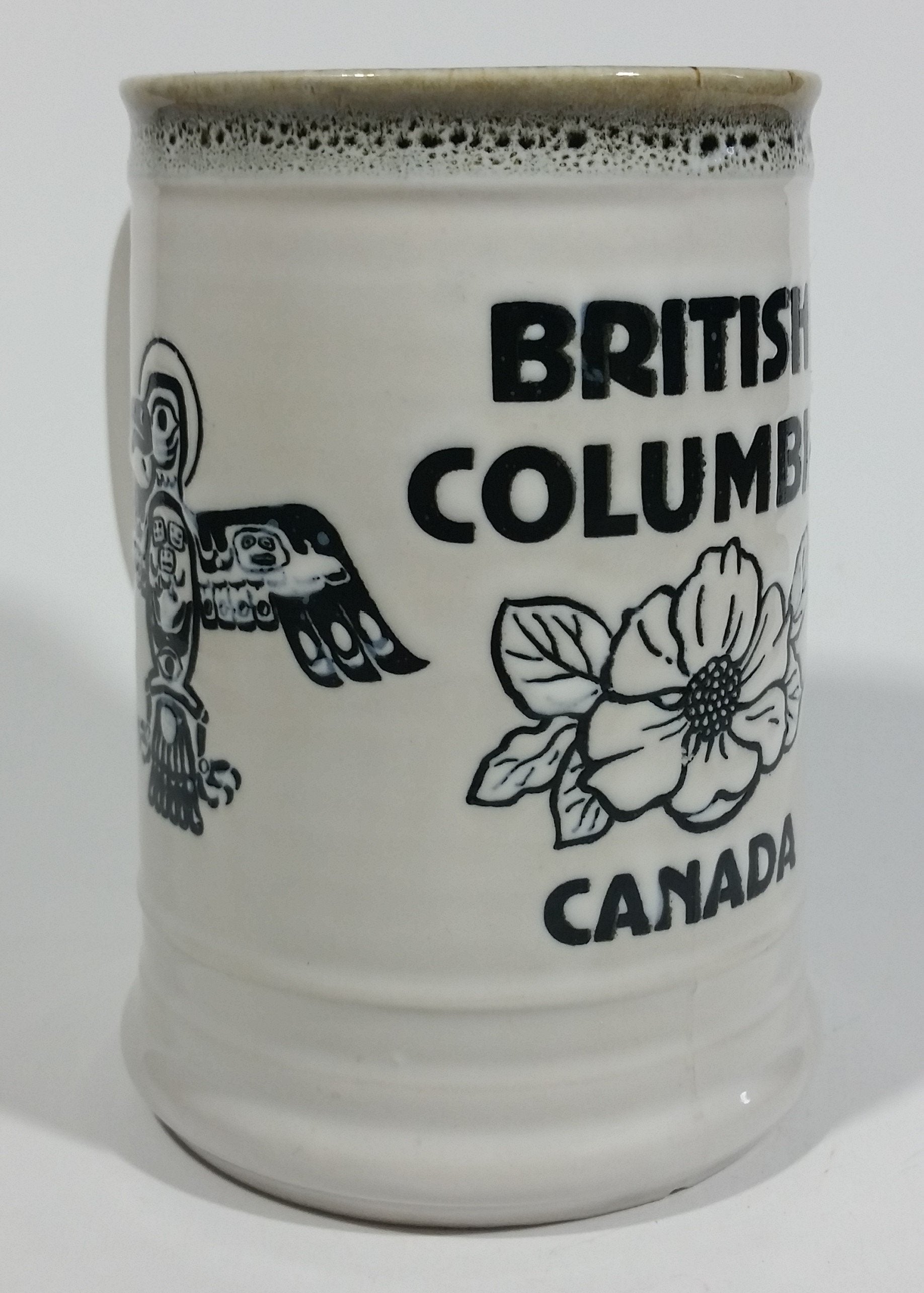 Capilano Vancouver British Columbia Aboriginal Art Dogwood Flower, Fish, Bird Totem Ceramic 5 1/4" Tall Coffee Mug 3