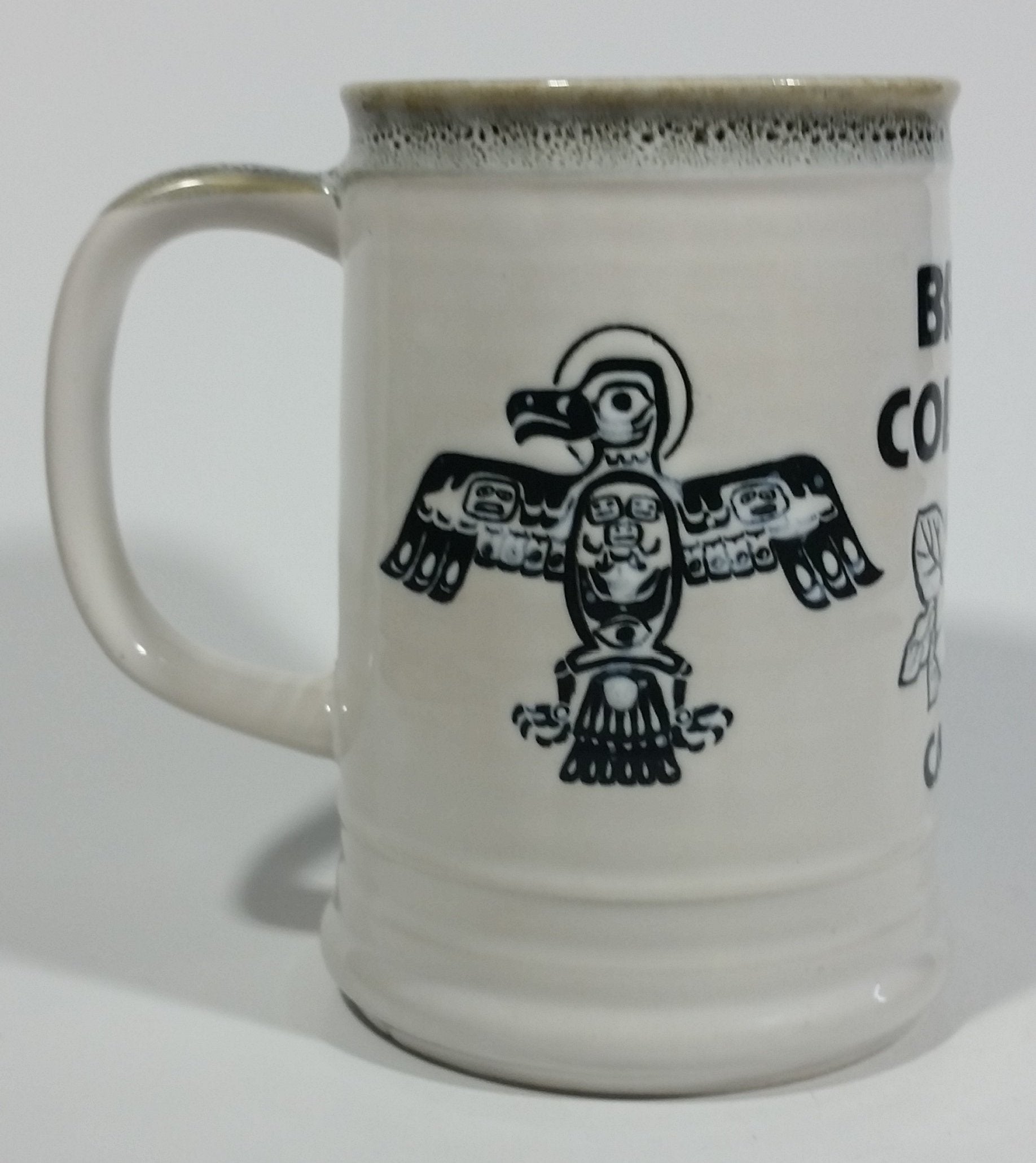 Capilano Vancouver British Columbia Aboriginal Art Dogwood Flower, Fish, Bird Totem Ceramic 5 1/4" Tall Coffee Mug 4