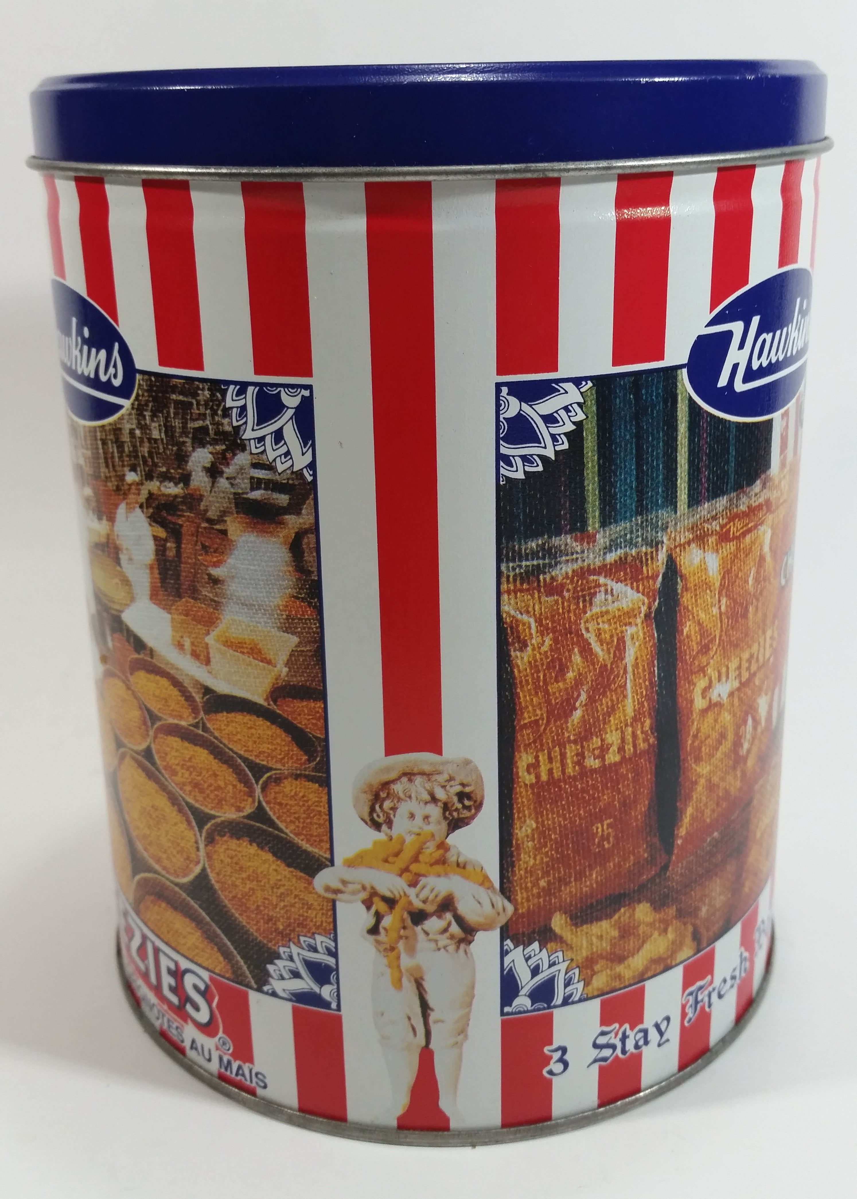 HTF Hawkins Cheezies Corn Snacks "Always on Top" Fresh, Crisp, and Delicious Limited Edition Tin Metal Canister 4