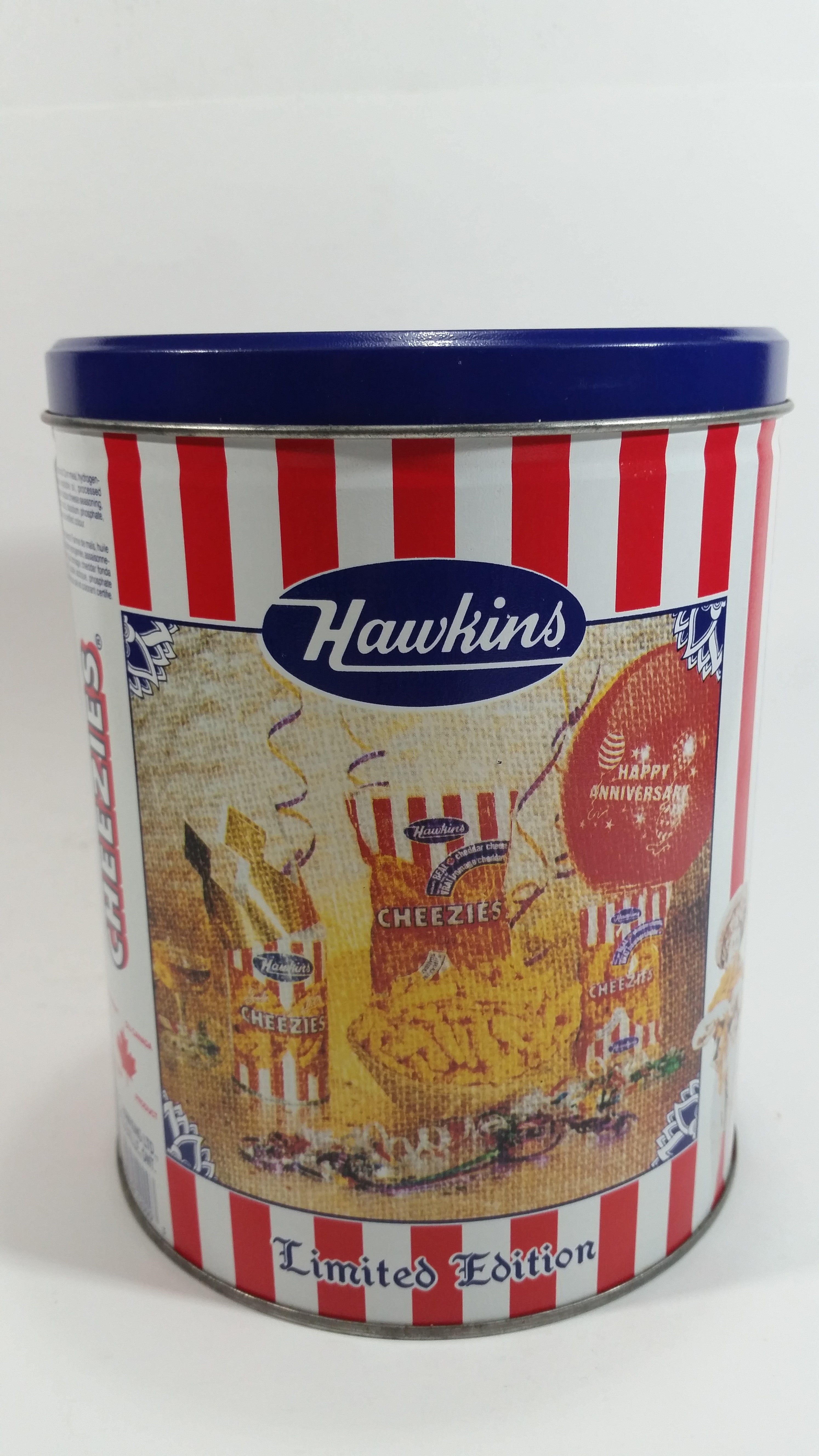 HTF Hawkins Cheezies Corn Snacks "Always on Top" Fresh, Crisp, and Delicious Limited Edition Tin Metal Canister 7