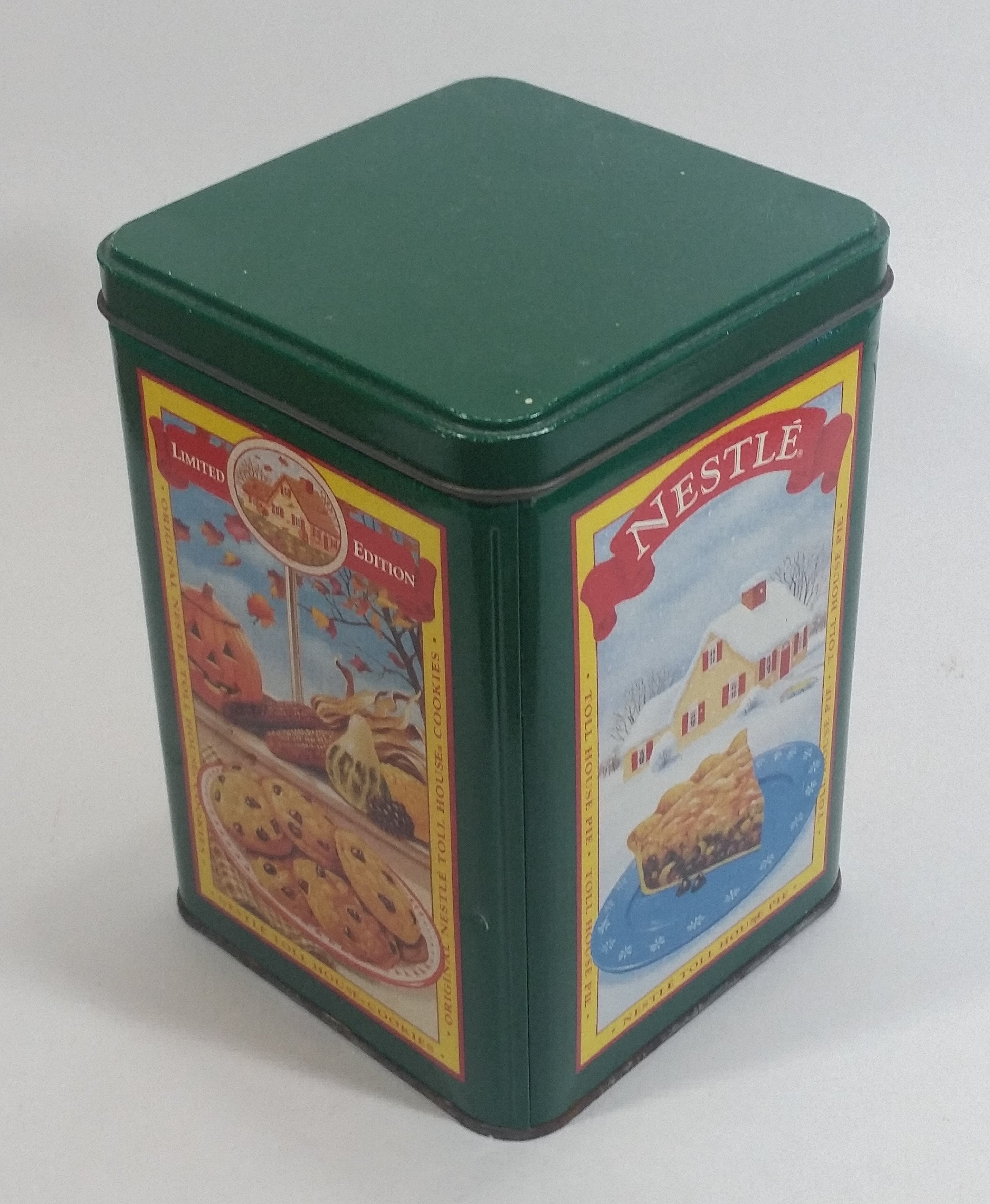 Limited Edition Nestle Toll House Cookie Four Seasons Style Green Tin 5