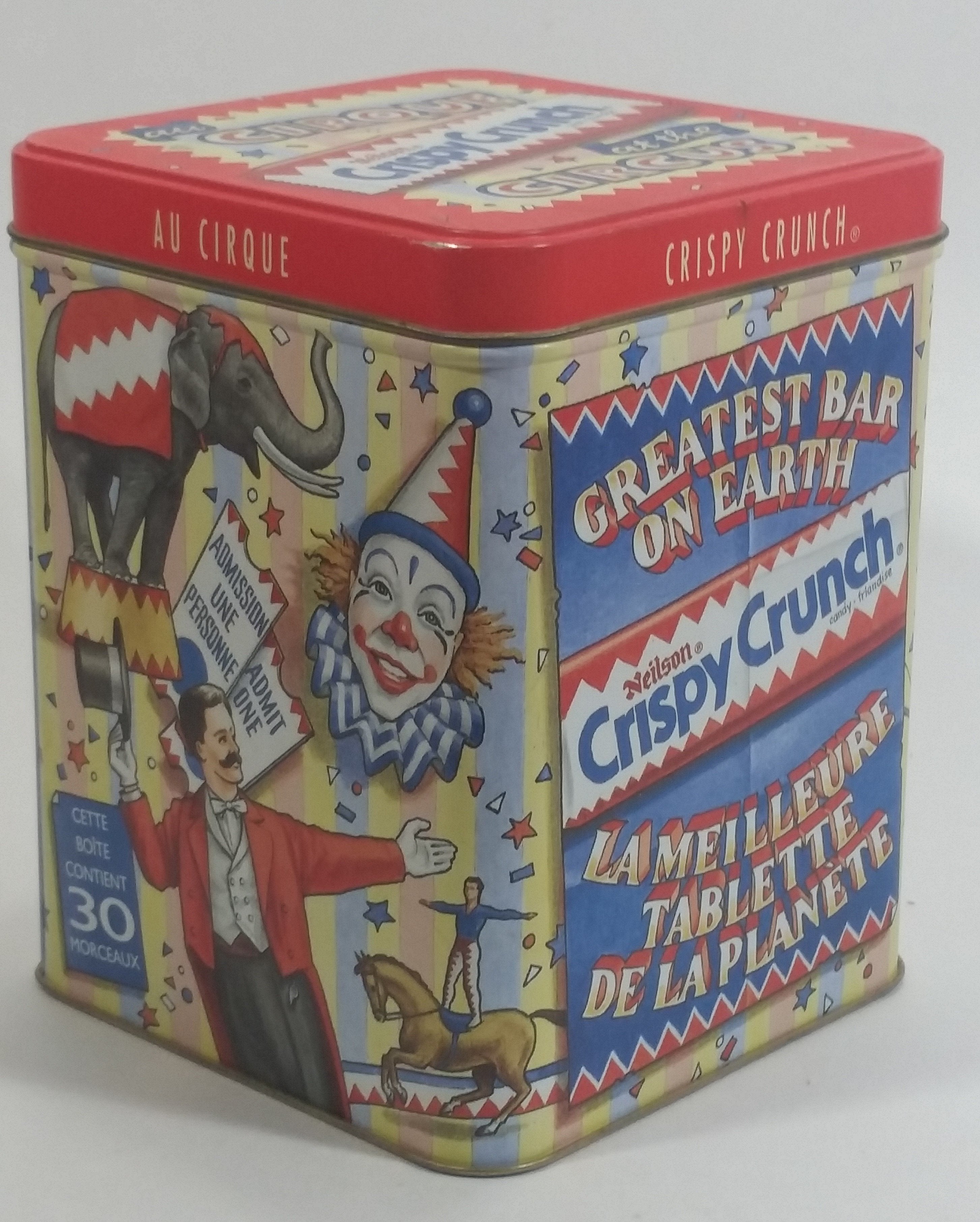 Neilson Crispy Crunch "at the Circus" Chocolate Bar Snacks Hinged Metal Tin Container Sweets Collectible 9