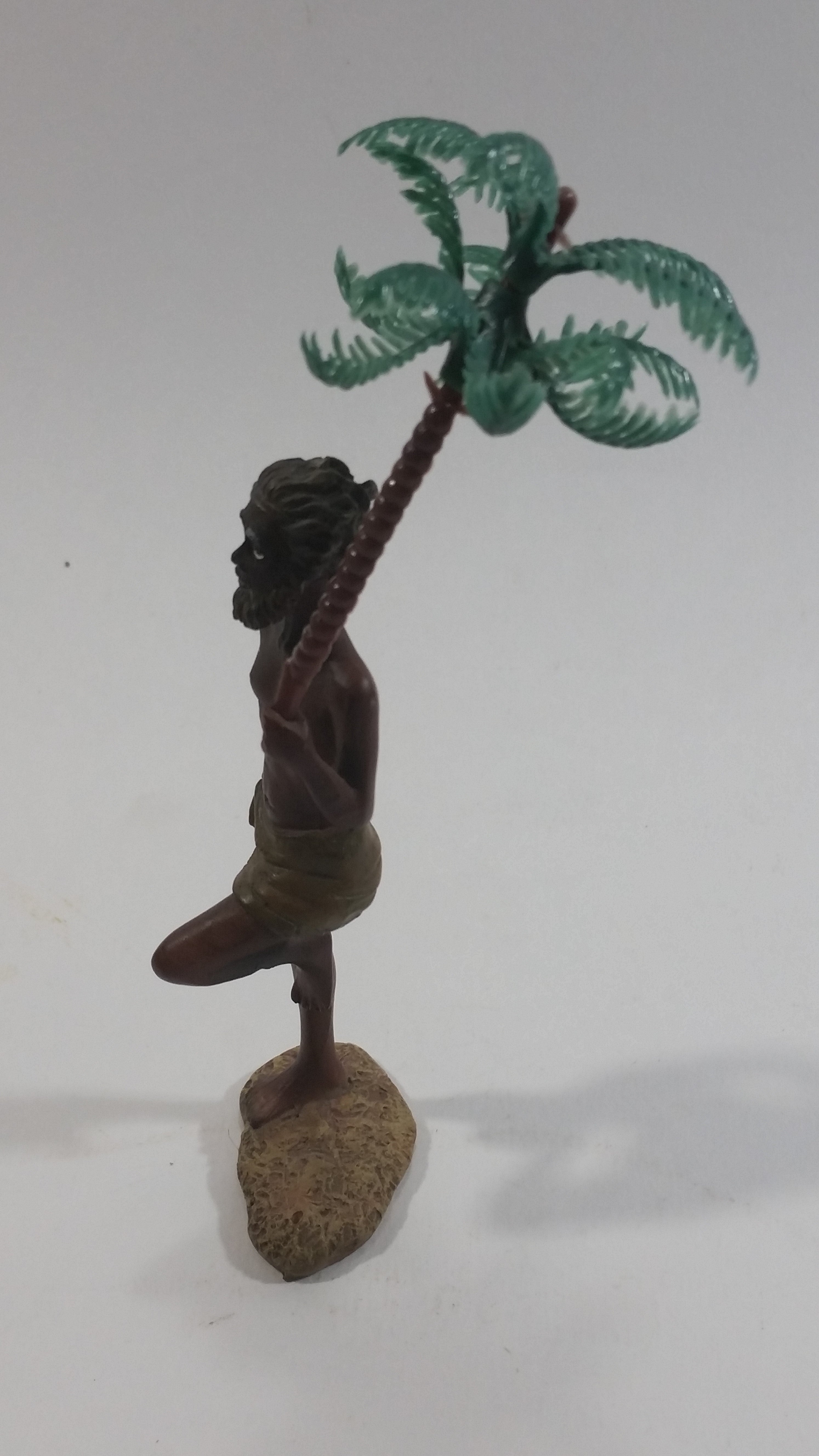 Man Holding a Palm Tree Umbrella While Standing on One Foot Resin and Plastic Figurine 3