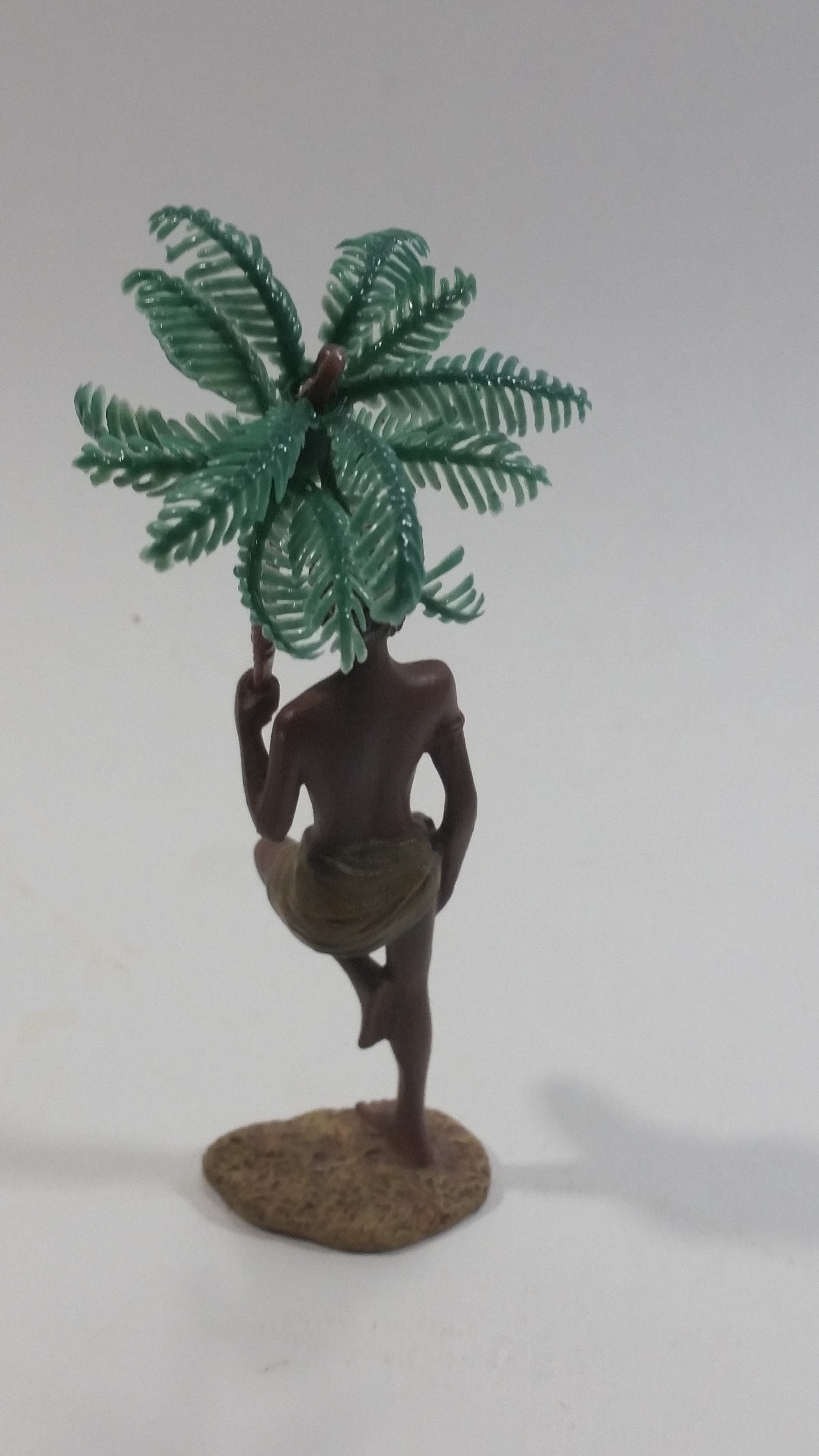Man Holding a Palm Tree Umbrella While Standing on One Foot Resin and Plastic Figurine 4