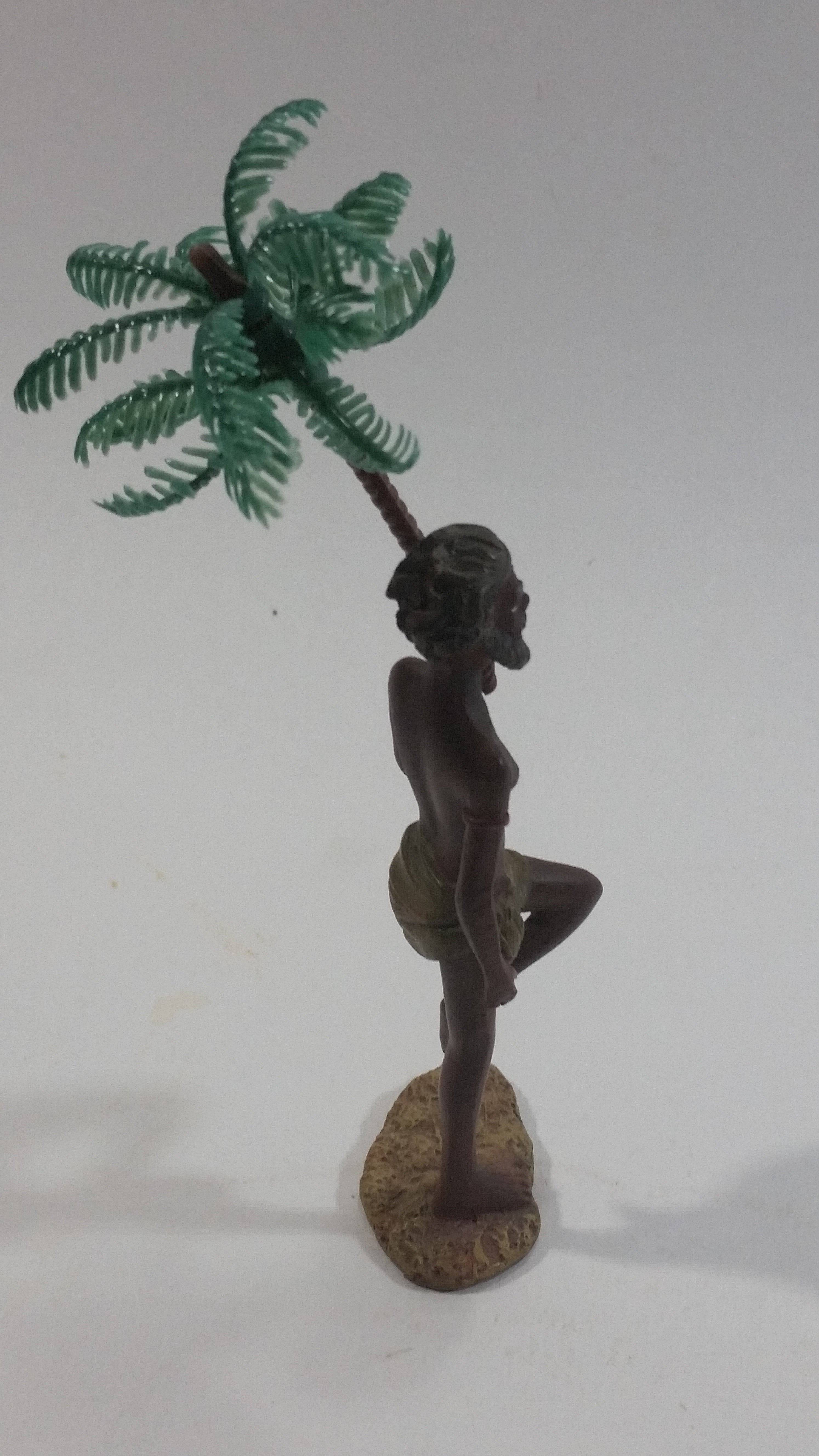 Man Holding a Palm Tree Umbrella While Standing on One Foot Resin and Plastic Figurine 5
