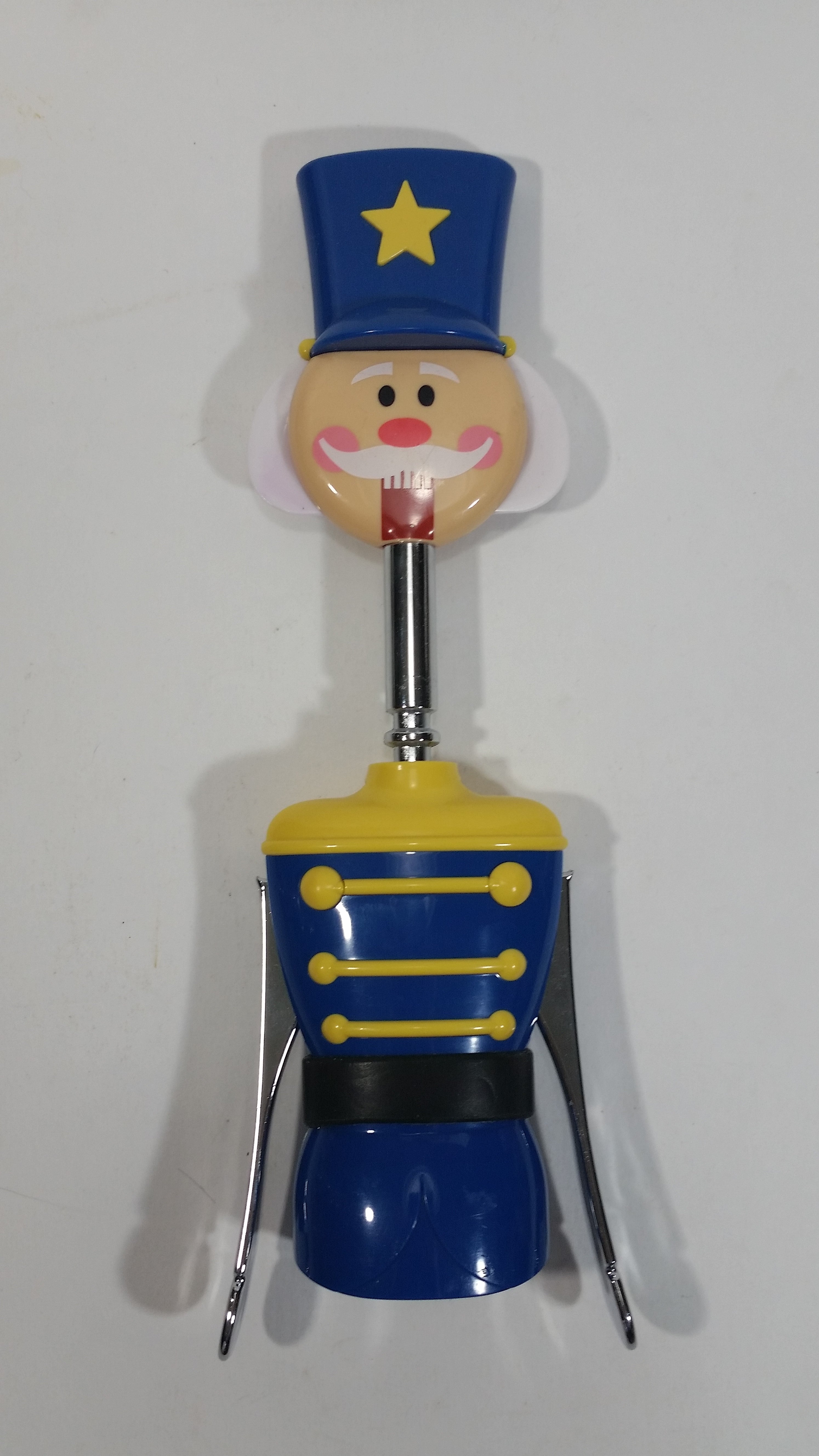 Cute Boston Warehouse Winter Holiday Christmas Blue Nutcracker Wine Bottle Corkscrew Opener