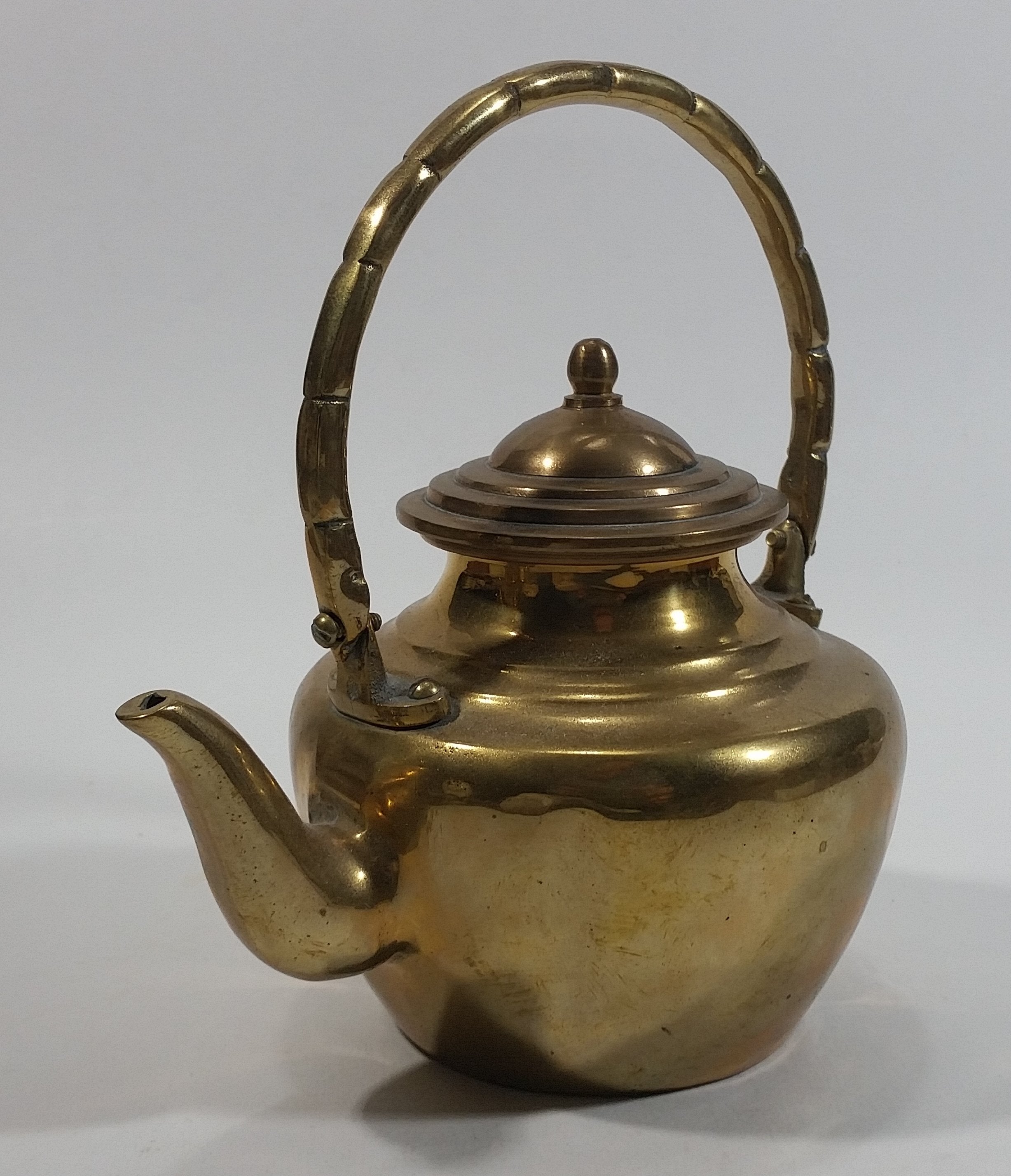 Vintage Small Heavy Brass Teapot with Lid 2