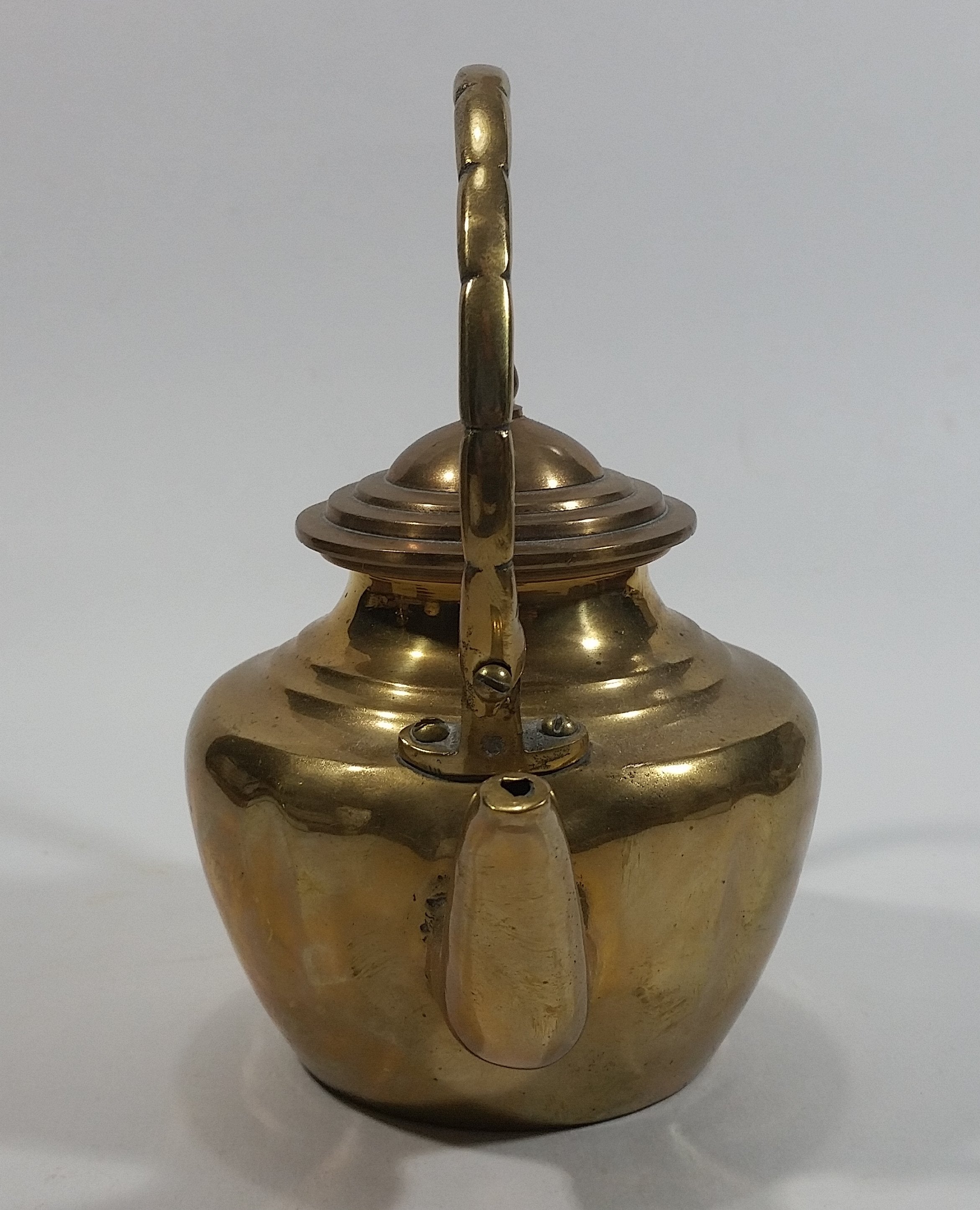 Vintage Small Heavy Brass Teapot with Lid 3